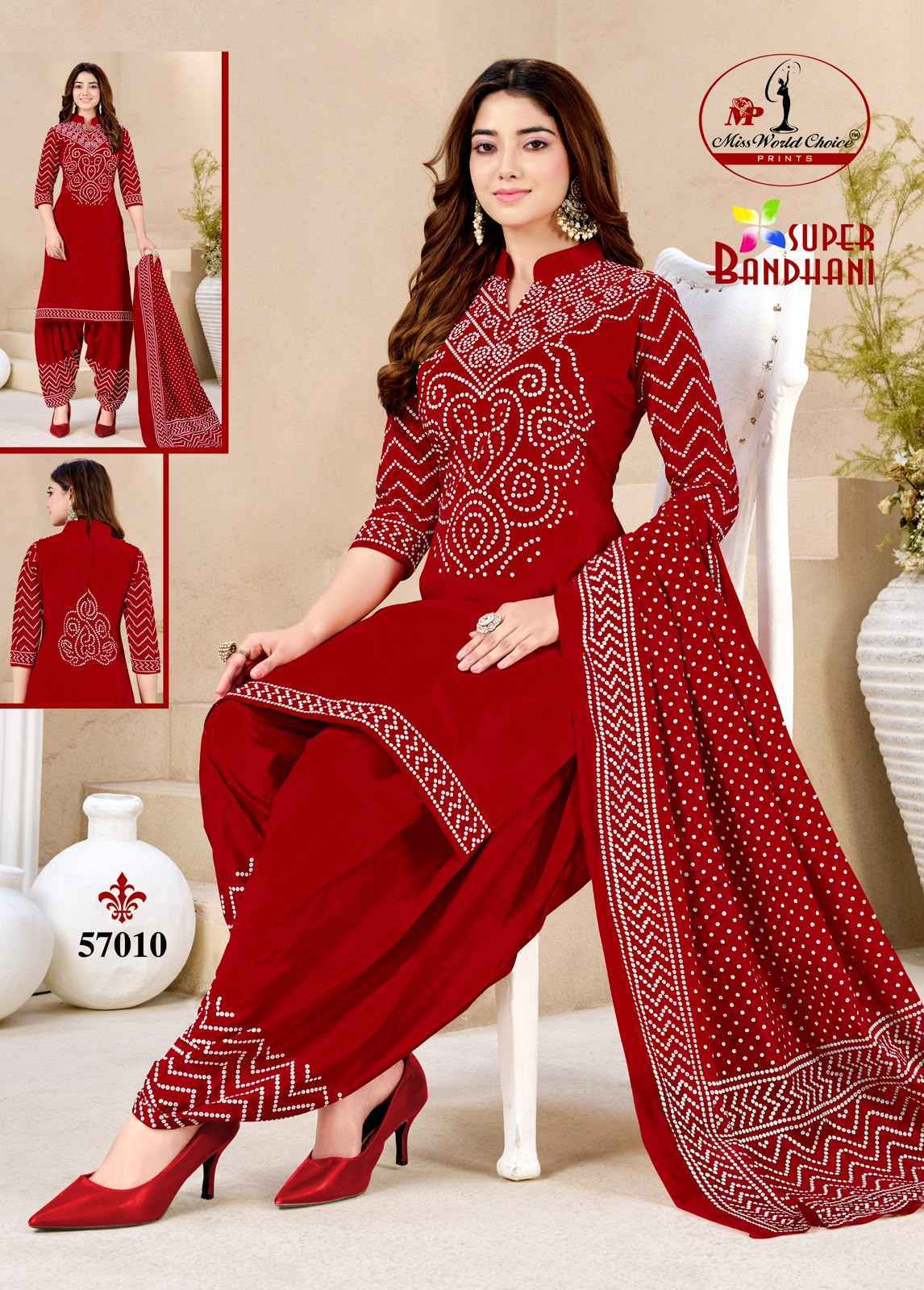 Miss World Choice Super Bandhani Vol 57 Wholesale Dress Material (10 Pcs)