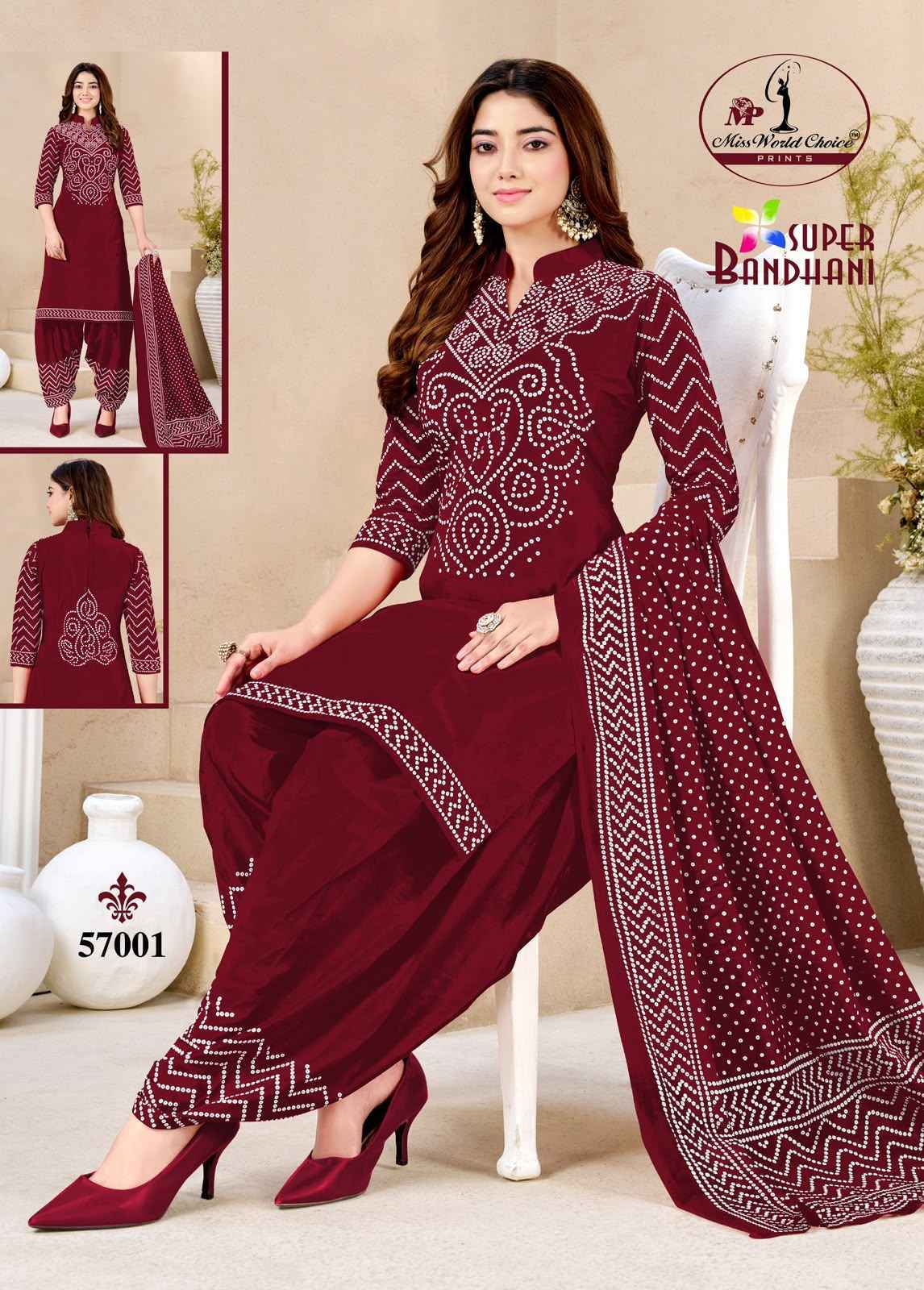Miss World Choice Super Bandhani Vol 57 Wholesale Dress Material (10 Pcs)