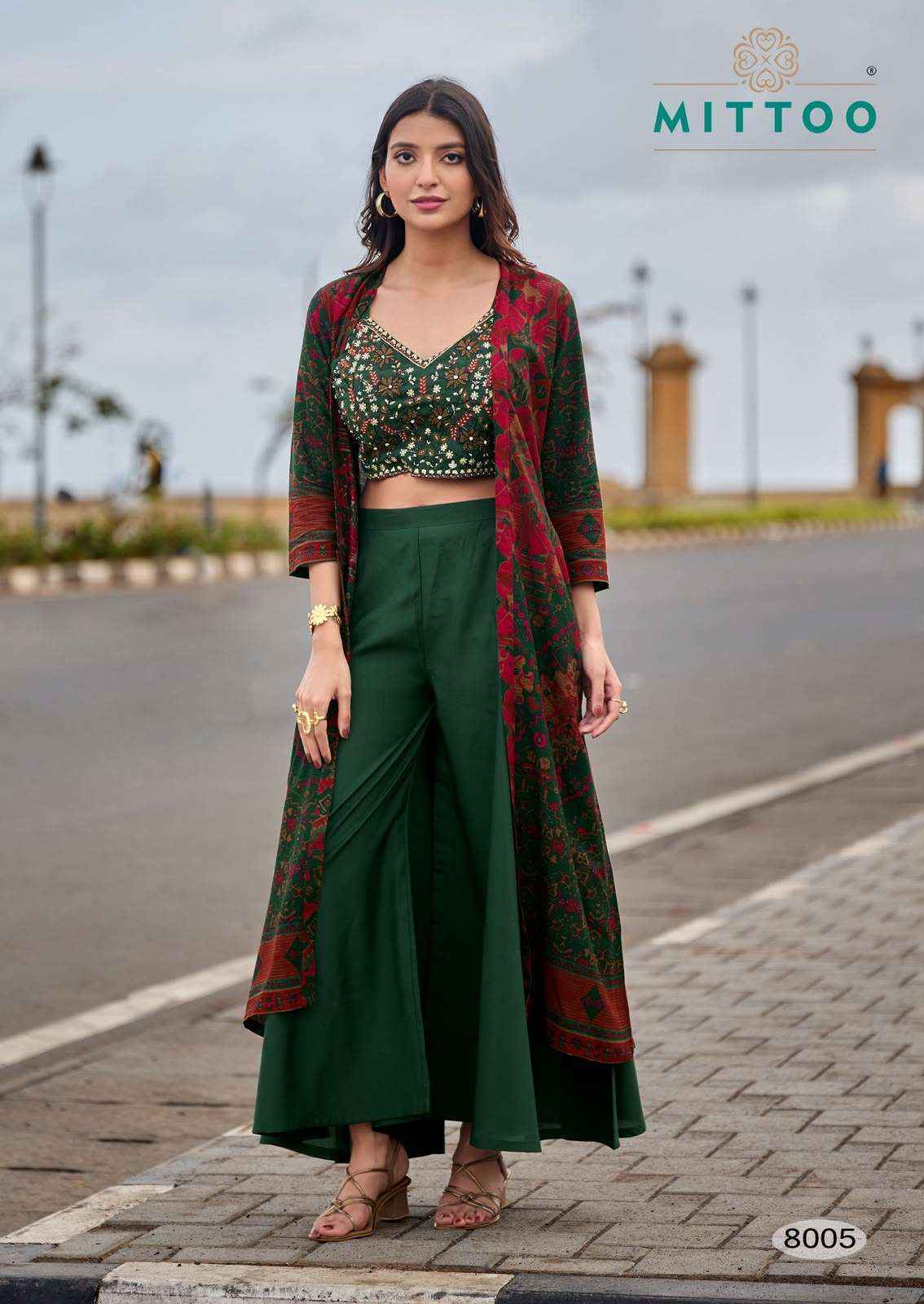 Mittoo Zubeda Vol 2 Roman Silk Weastern Top & Bottom With Shrug Dress Wholesale Rate ( 4 Pcs Catalog )