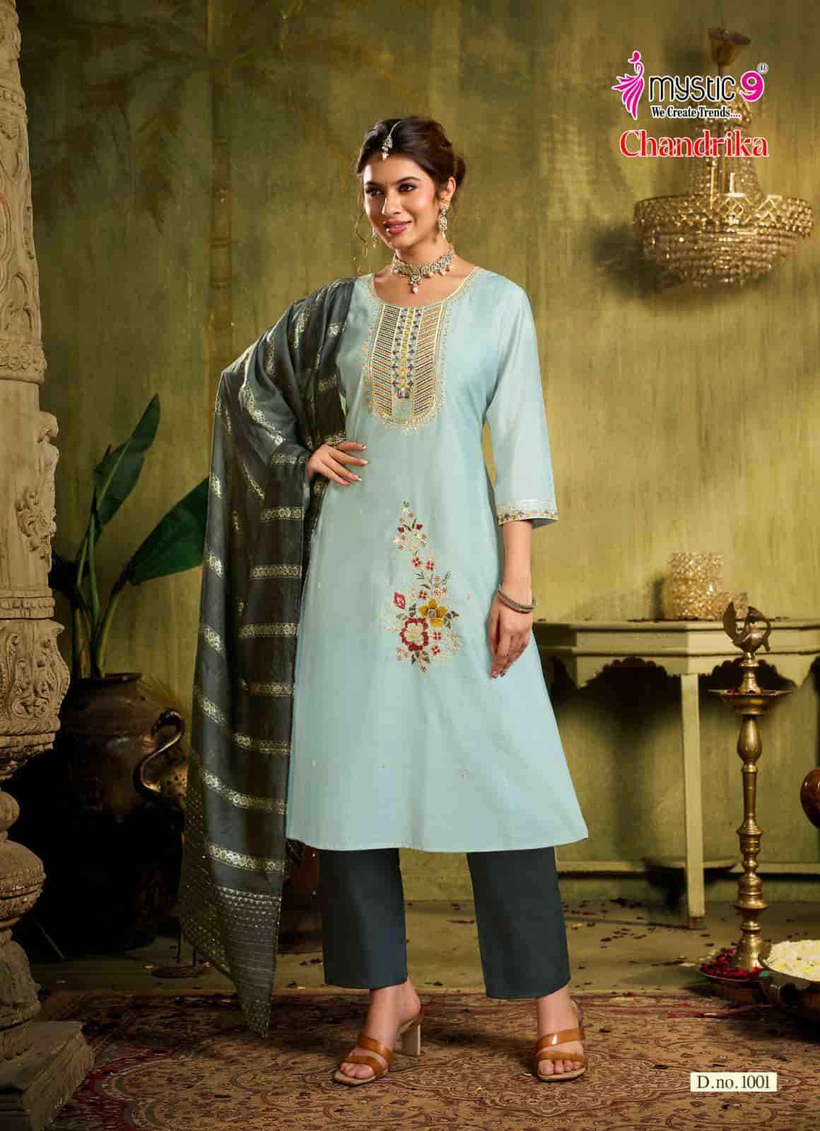 Mystic 9 Chandrika Vol 1 Premium Design Kurti Pant Dupatta Set Collection _ Wholesale Factory Rate ( 8 Pcs catalog )