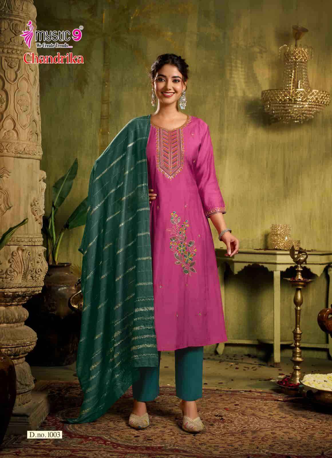 Mystic 9 Chandrika Vol 1 Premium Design Kurti Pant Dupatta Set Collection _ Wholesale Factory Rate ( 8 Pcs catalog )