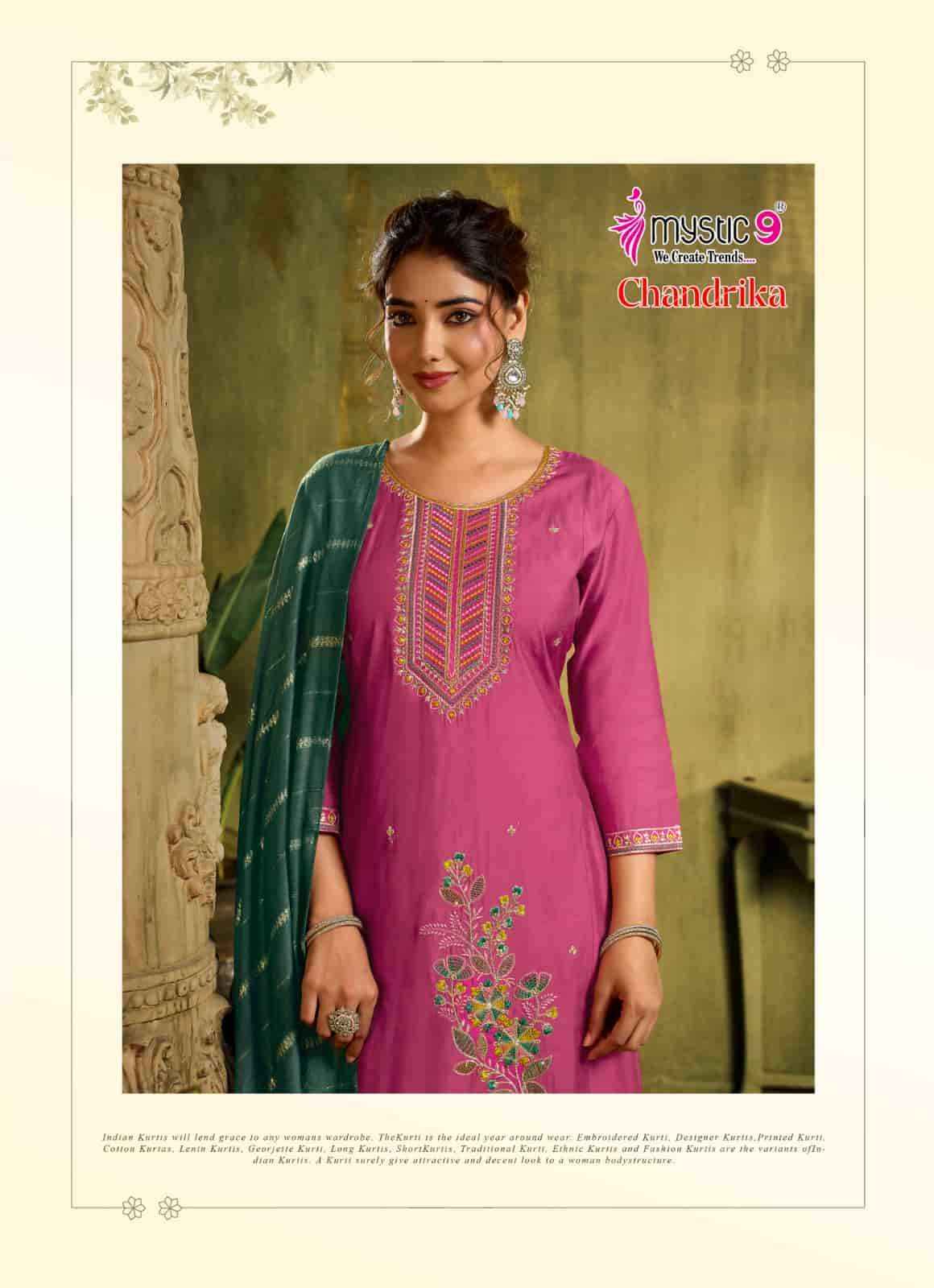 Mystic 9 Chandrika Vol 1 Premium Design Kurti Pant Dupatta Set Collection _ Wholesale Factory Rate ( 8 Pcs catalog )
