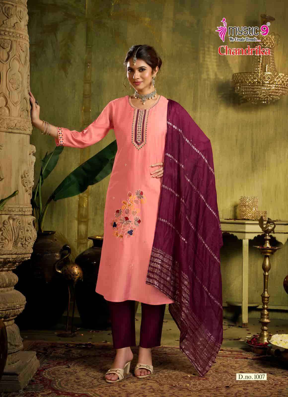 Mystic 9 Chandrika Vol 1 Premium Design Kurti Pant Dupatta Set Collection _ Wholesale Factory Rate ( 8 Pcs catalog )
