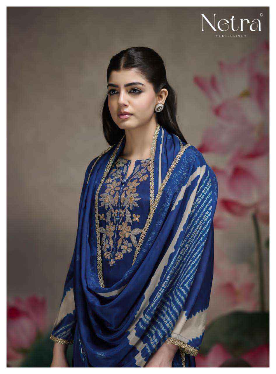 Netra Mahek Premium Designs Muslin Dress Material _ Wholesale Factory Rate ( 6 Pcs Catalog )