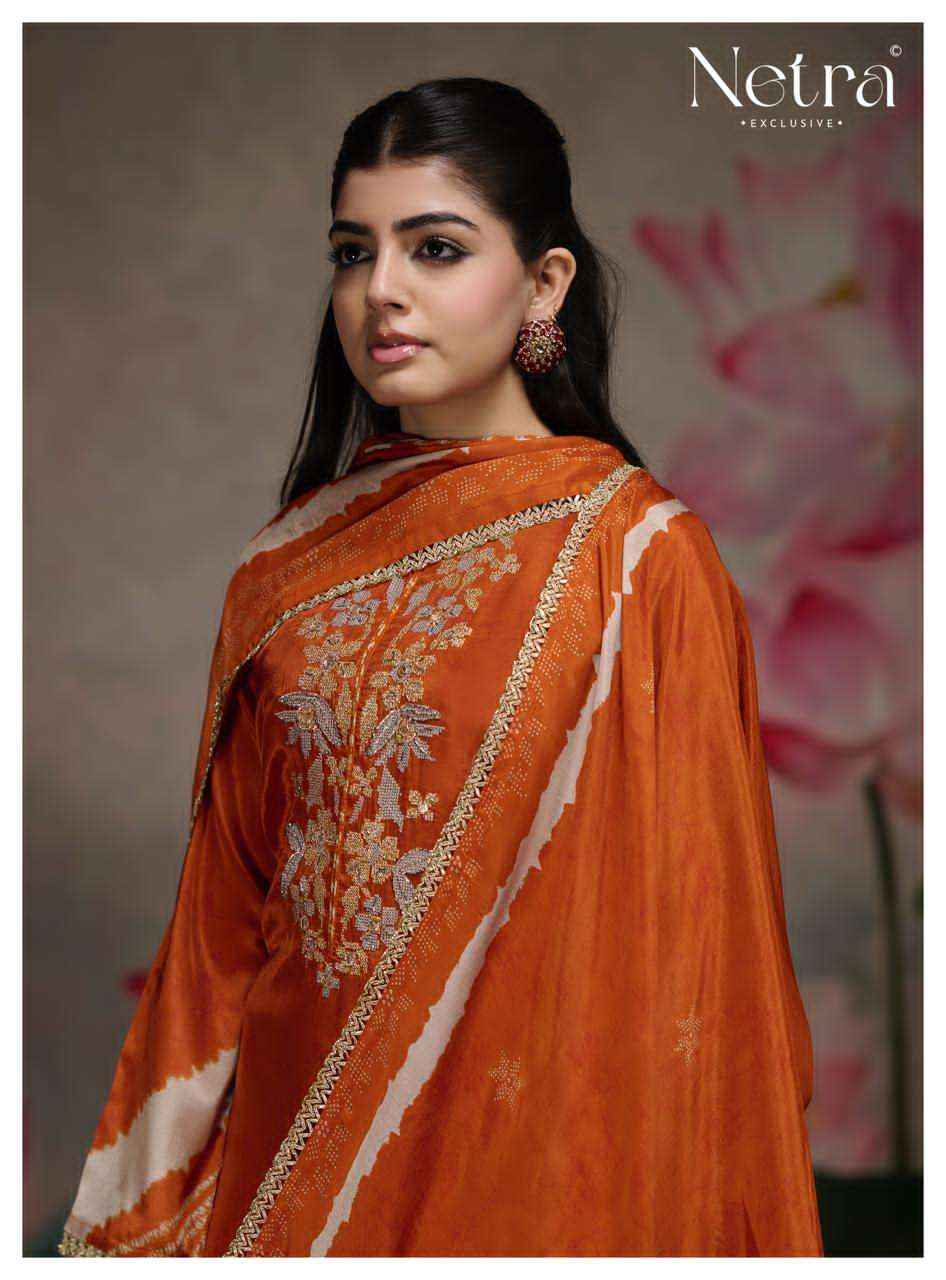 Netra Mahek Premium Designs Muslin Dress Material _ Wholesale Factory Rate ( 6 Pcs Catalog )