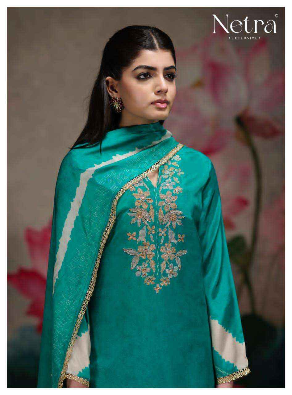 Netra Mahek Premium Designs Muslin Dress Material _ Wholesale Factory Rate ( 6 Pcs Catalog )