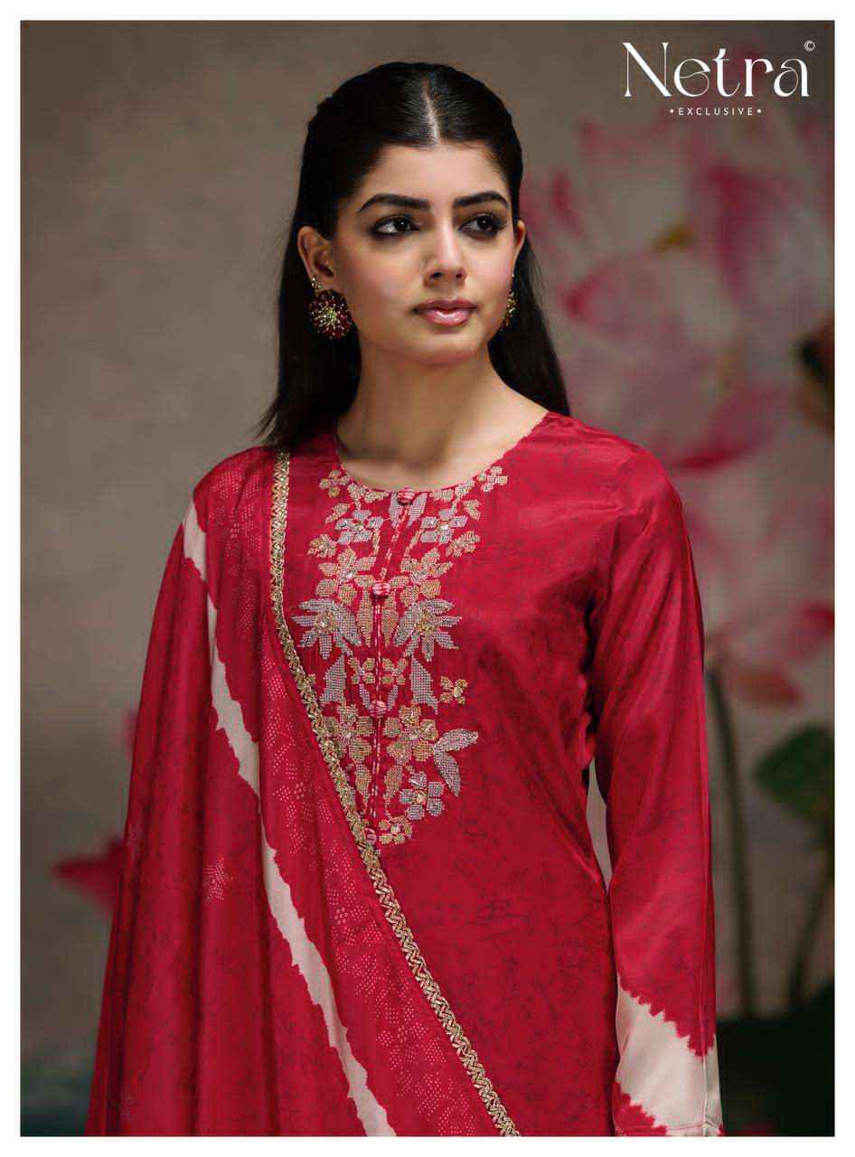 Netra Mahek Premium Designs Muslin Dress Material _ Wholesale Factory Rate ( 6 Pcs Catalog )