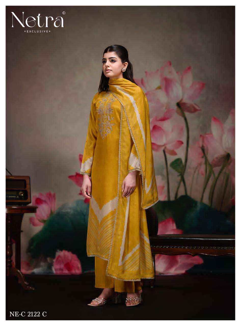 Netra Mahek Premium Designs Muslin Dress Material _ Wholesale Factory Rate ( 6 Pcs Catalog )