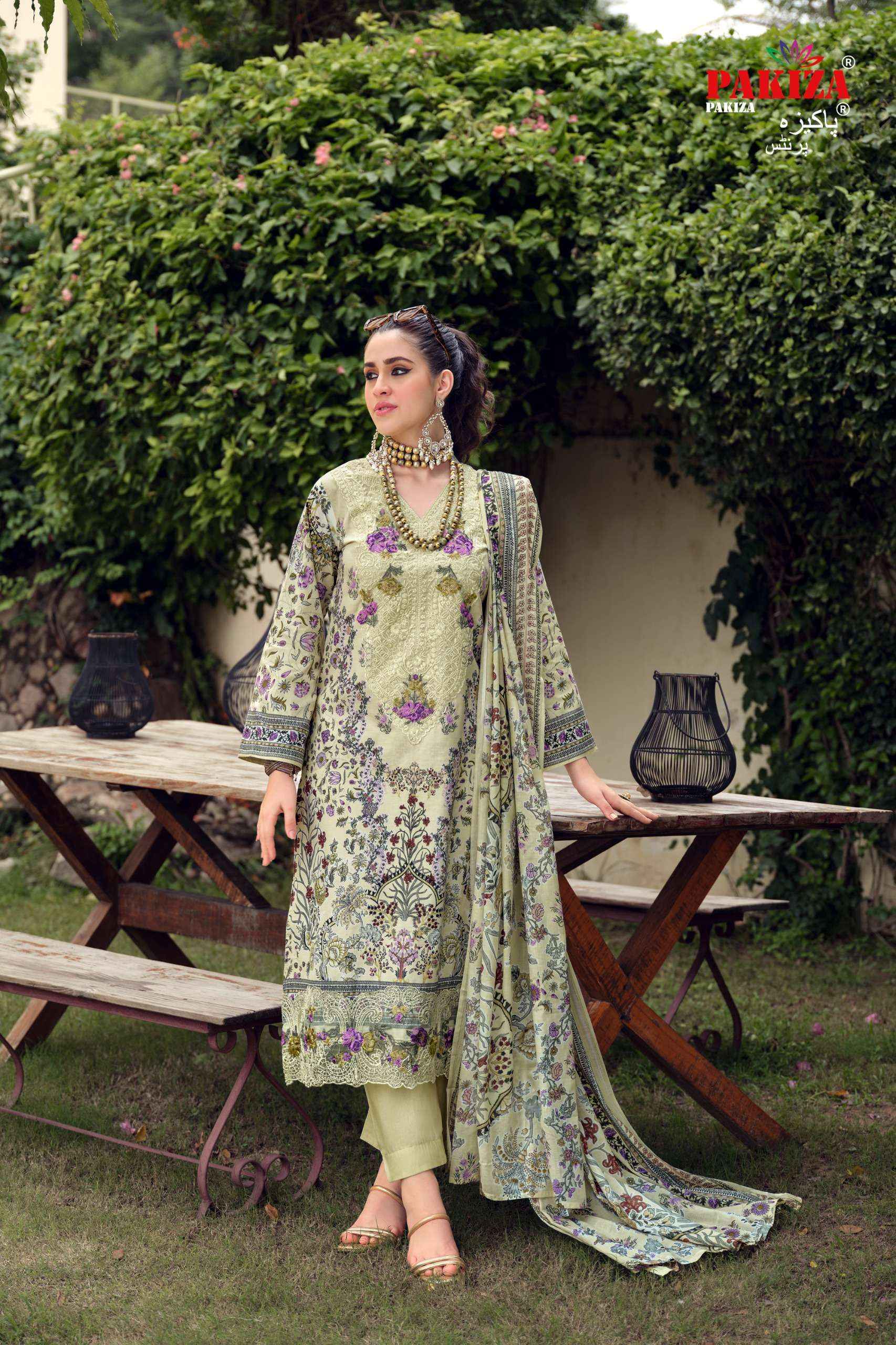 PAKIZA PRINTS GULNAWAZ VOL 23 LAWN COTTON DIGITAL PRINTED WITH EMBROIDERY WORK DRESS MATERIAL _ WHOLESALE FACTORY RATE ( 4 PCS CATALOG )