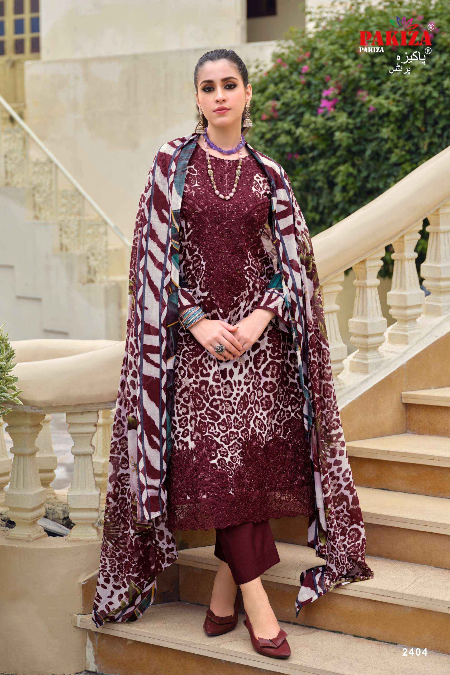 PAKIZA PRINTS GULNAWAZ VOL 24 LAWN FANCY DESIGNER WORK DRESS MATERIAL _ WHOLESALE FACTORY RATE ( 4 PCS CATALOG )