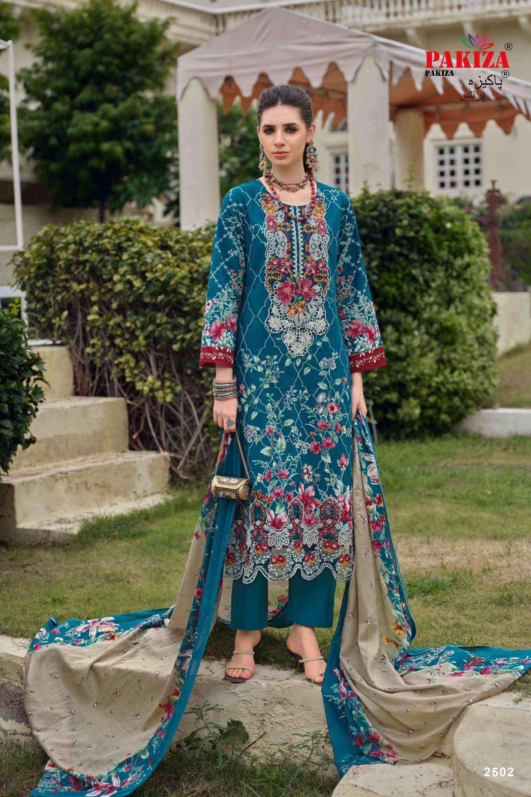PAKIZA PRINTS GULNAWAZ VOL 25 LAWN COTTON DIGITAL PRINT WITH EMBROIDERIES WORK DRESS 