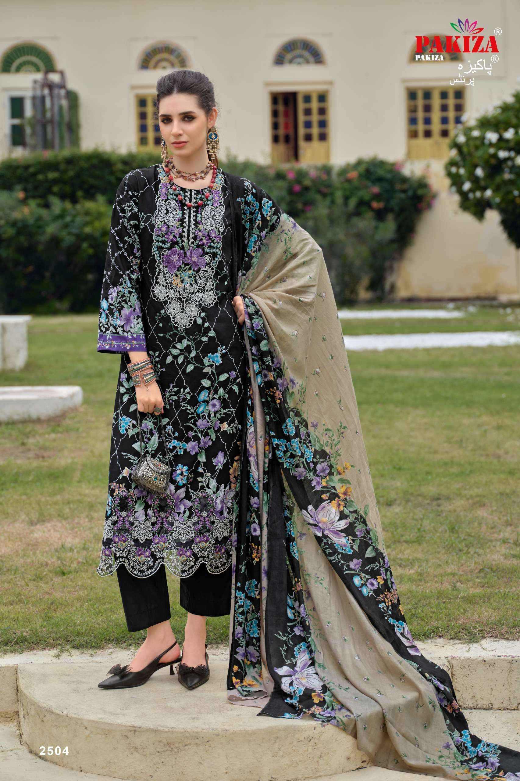PAKIZA PRINTS GULNAWAZ VOL 25 LAWN COTTON DIGITAL PRINT WITH EMBROIDERIES WORK DRESS 