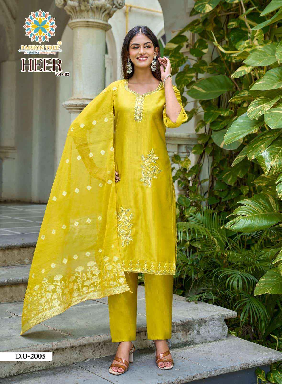 Passion Tree Heer Vol 2 Occasion Wear Kurti Pant Dupatta Set _ Wholesale Factory Rate ( 8 Pcs Catalog )