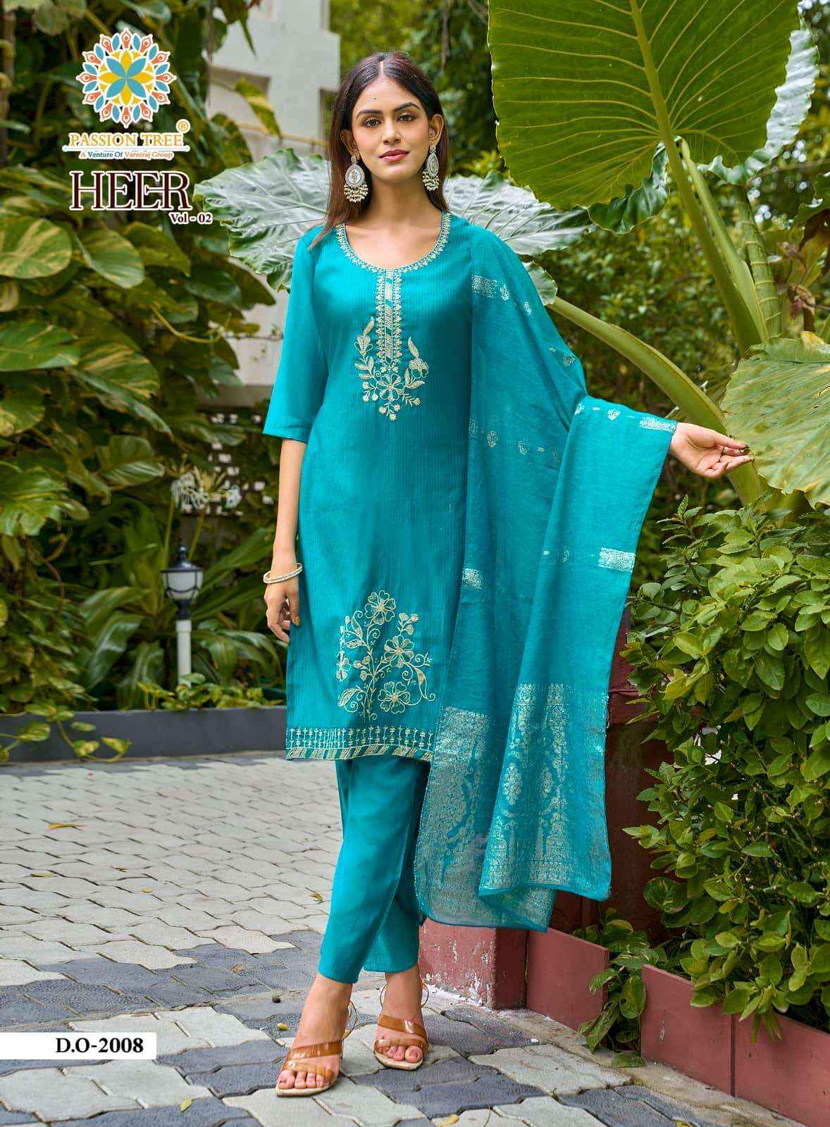 Passion Tree Heer Vol 2 Occasion Wear Kurti Pant Dupatta Set _ Wholesale Factory Rate ( 8 Pcs Catalog )