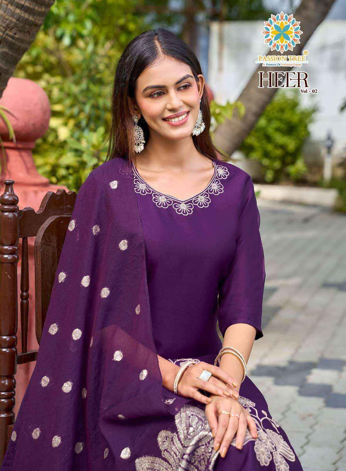 Passion Tree Heer Vol 2 Occasion Wear Kurti Pant Dupatta Set _ Wholesale Factory Rate ( 8 Pcs Catalog )