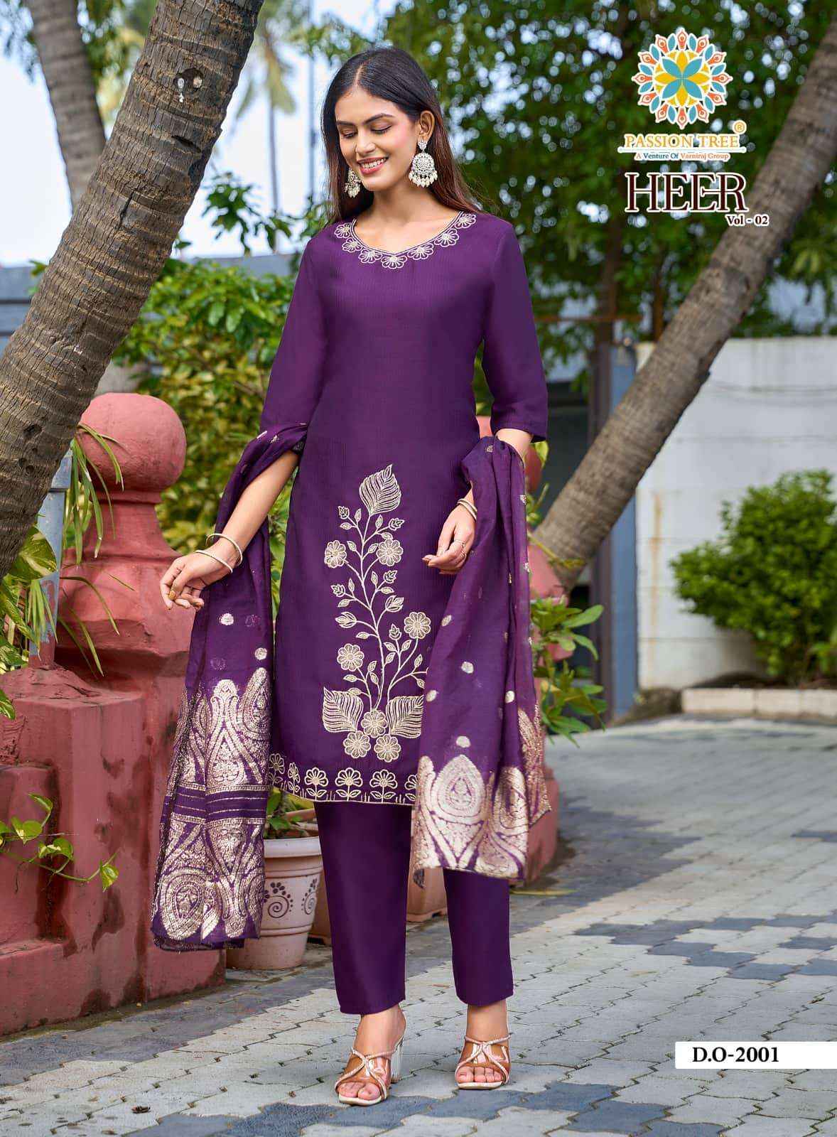 Passion Tree Heer Vol 2 Occasion Wear Kurti Pant Dupatta Set _ Wholesale Factory Rate ( 8 Pcs Catalog )