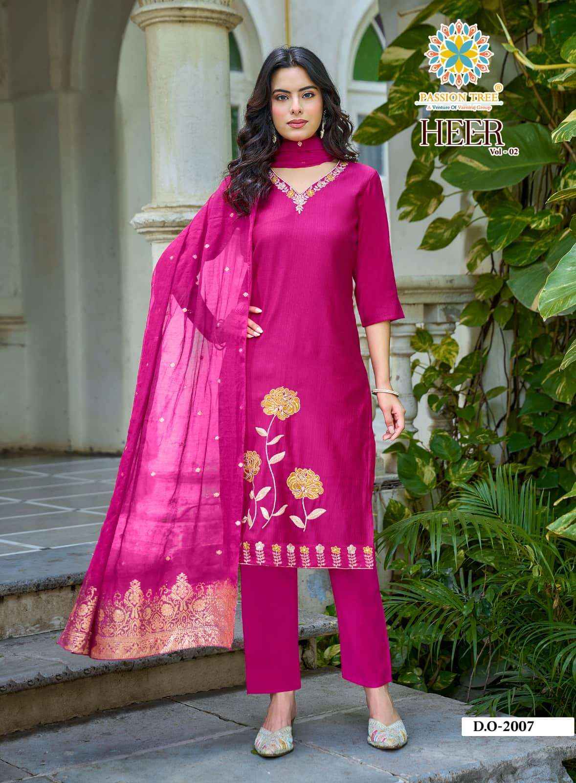 Passion Tree Heer Vol 2 Occasion Wear Kurti Pant Dupatta Set _ Wholesale Factory Rate ( 8 Pcs Catalog )