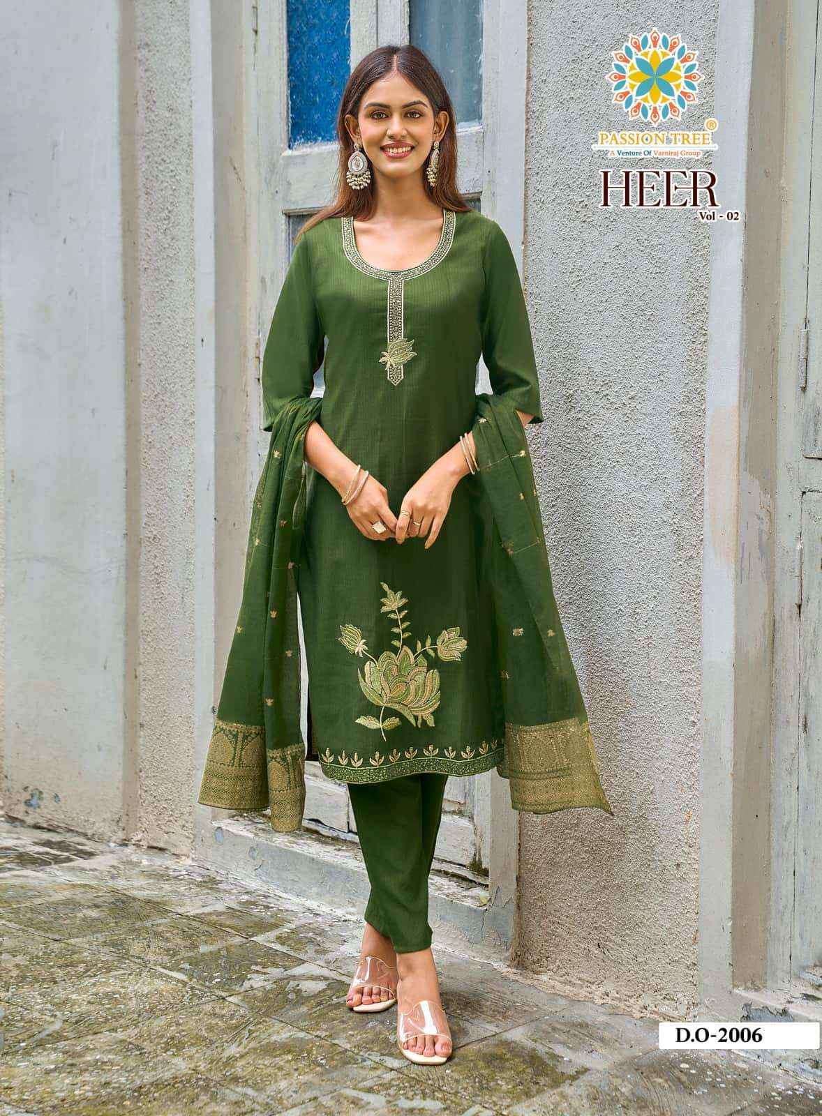 Passion Tree Heer Vol 2 Occasion Wear Kurti Pant Dupatta Set _ Wholesale Factory Rate ( 8 Pcs Catalog )