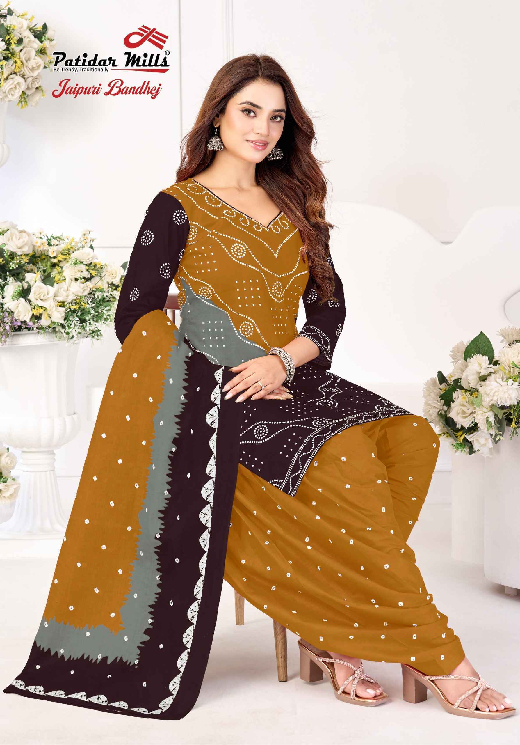 Patidar Mills Jaipuri Bandhej Vol 1 - Wholesale Cotton Dress Material ( 10 pcs Catalog )