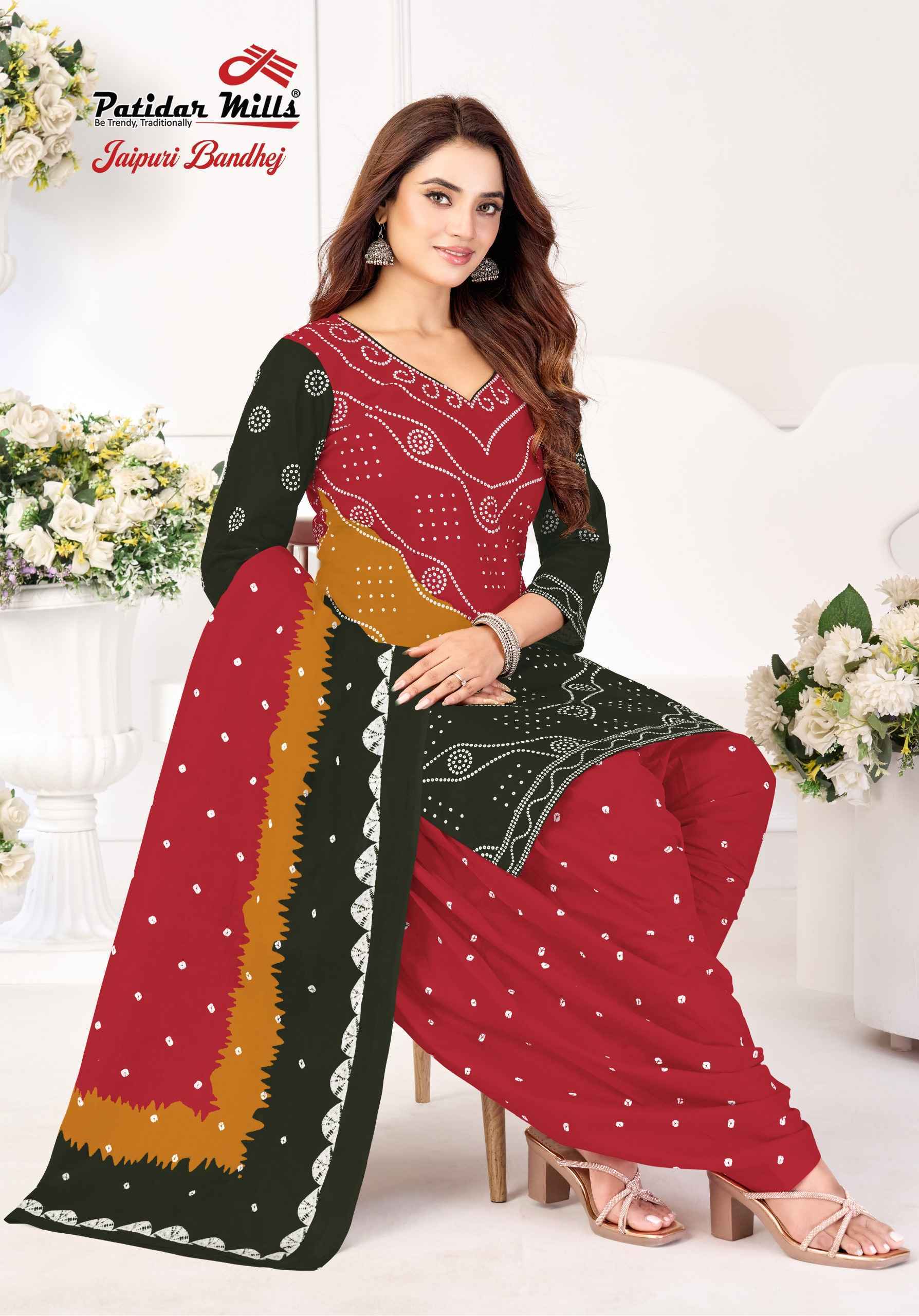Patidar Mills Jaipuri Bandhej Vol 1 - Wholesale Cotton Dress Material ( 10 pcs Catalog )