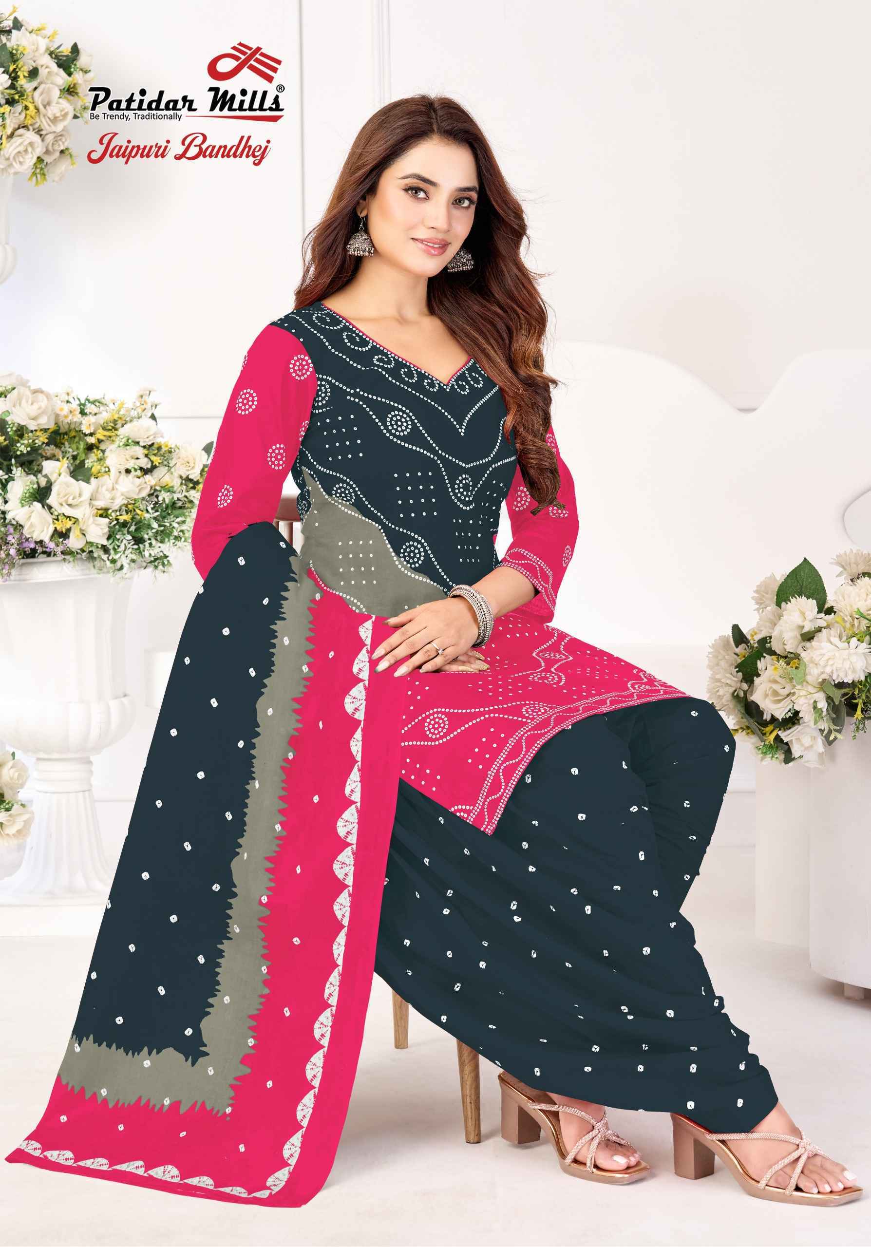 Patidar Mills Jaipuri Bandhej Vol 1 - Wholesale Cotton Dress Material ( 10 pcs Catalog )