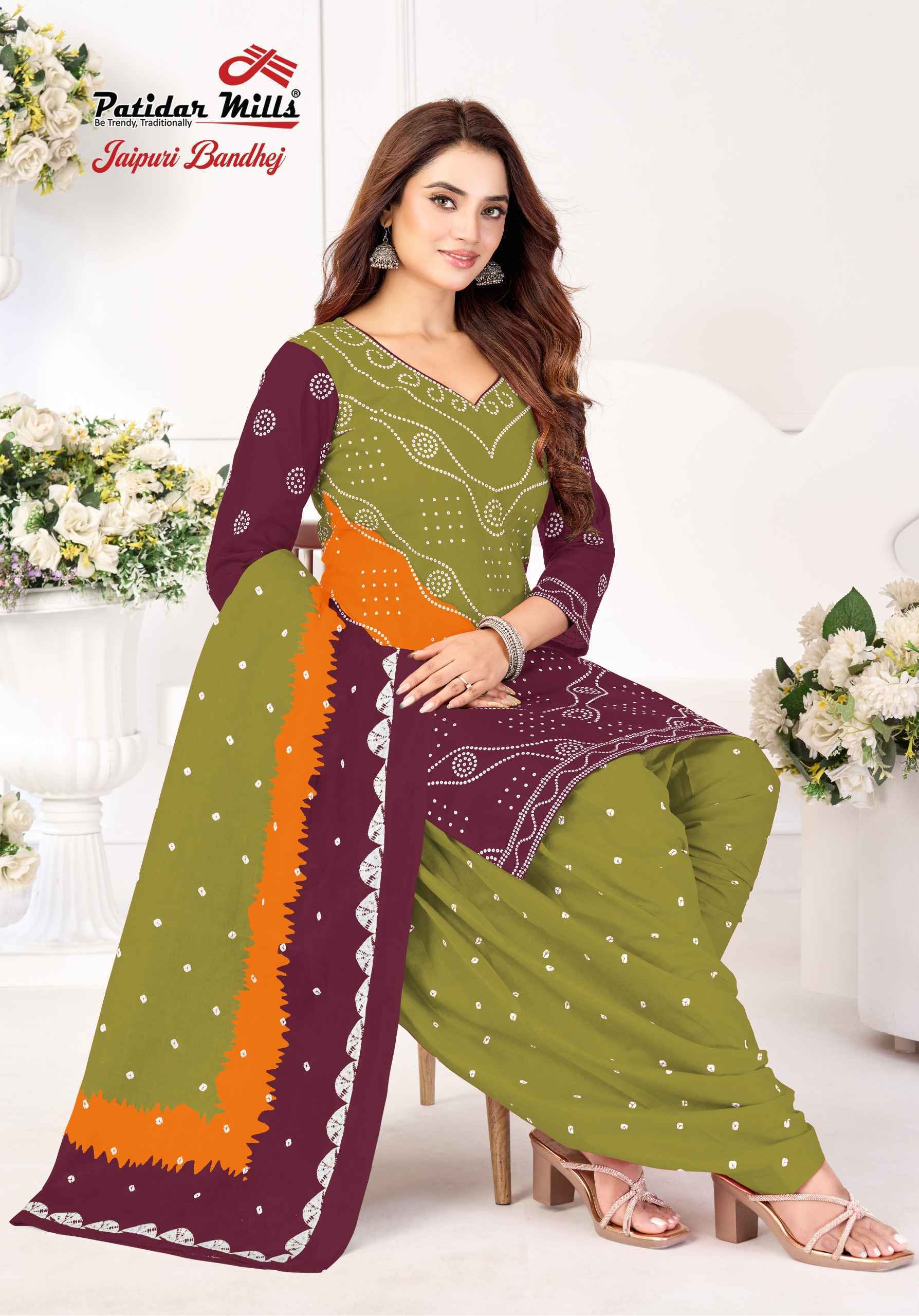 Patidar Mills Jaipuri Bandhej Vol 1 - Wholesale Cotton Dress Material ( 10 pcs Catalog )