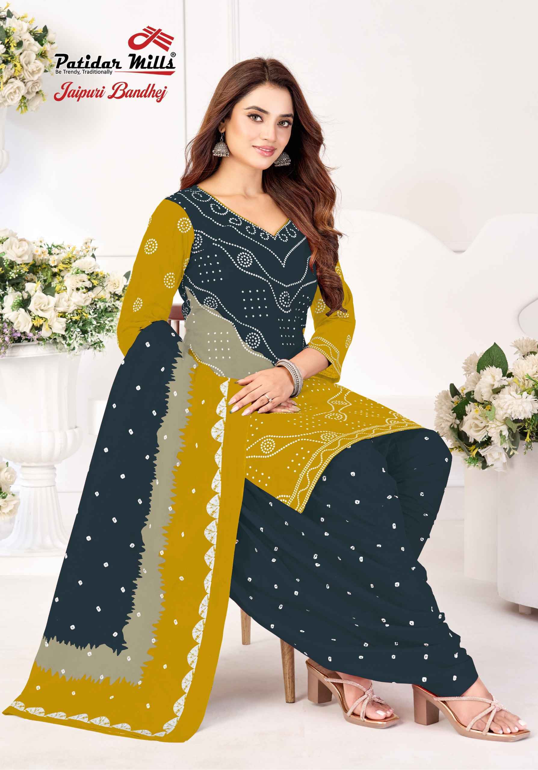 Patidar Mills Jaipuri Bandhej Vol 1 - Wholesale Cotton Dress Material ( 10 pcs Catalog )
