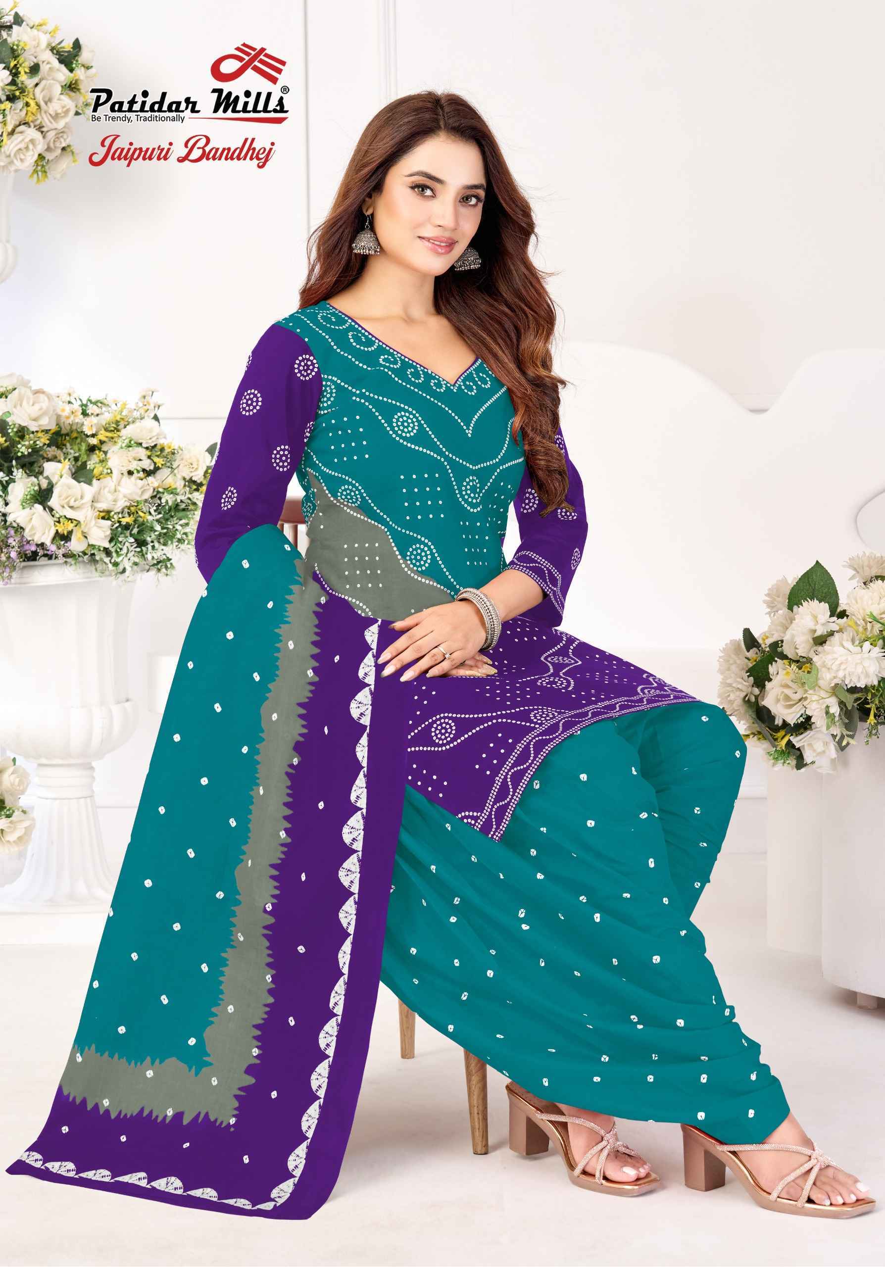 Patidar Mills Jaipuri Bandhej Vol 1 - Wholesale Cotton Dress Material ( 10 pcs Catalog )