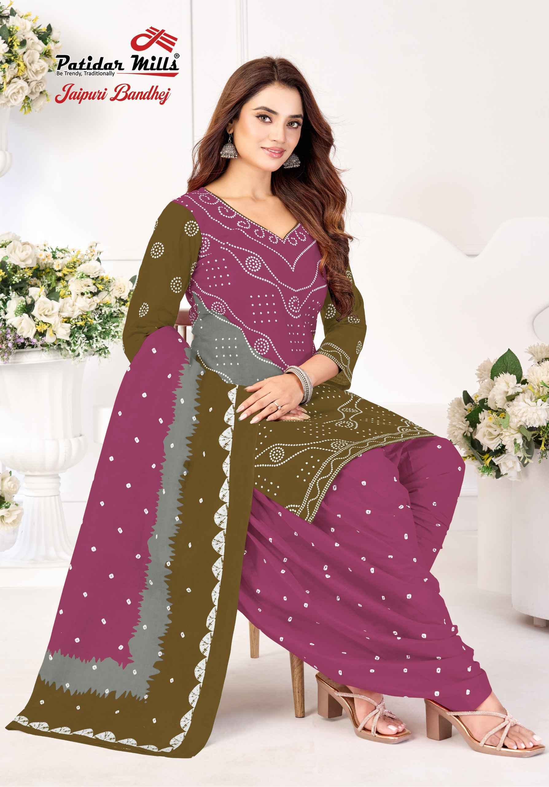 Patidar Mills Jaipuri Bandhej Vol 1 - Wholesale Cotton Dress Material ( 10 pcs Catalog )