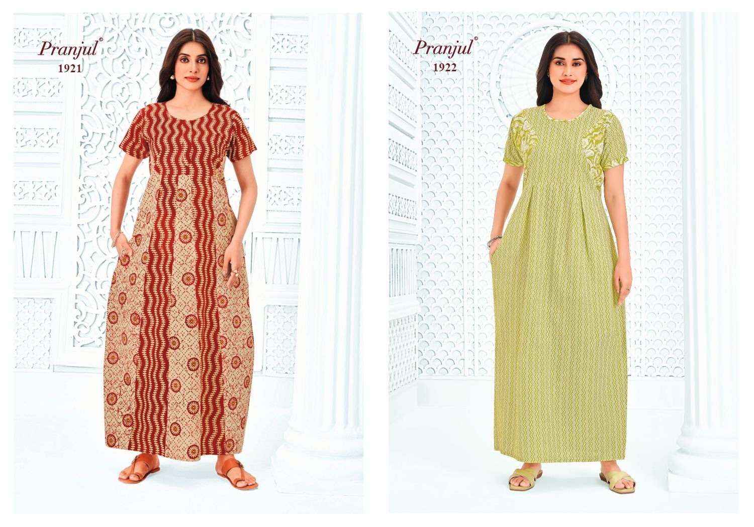 Pranjul Pragati Vol 19 - Ladies Wear Cotton Nighty Gown ( 15 Pcs Catalog )