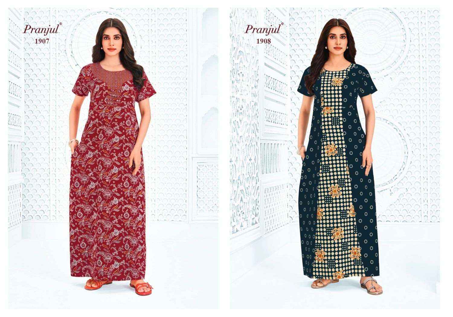 Pranjul Pragati Vol 19 - Ladies Wear Cotton Nighty Gown ( 15 Pcs Catalog )