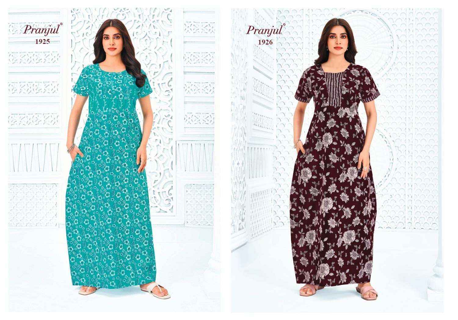 Pranjul Pragati Vol 19 - Ladies Wear Cotton Nighty Gown ( 15 Pcs Catalog )