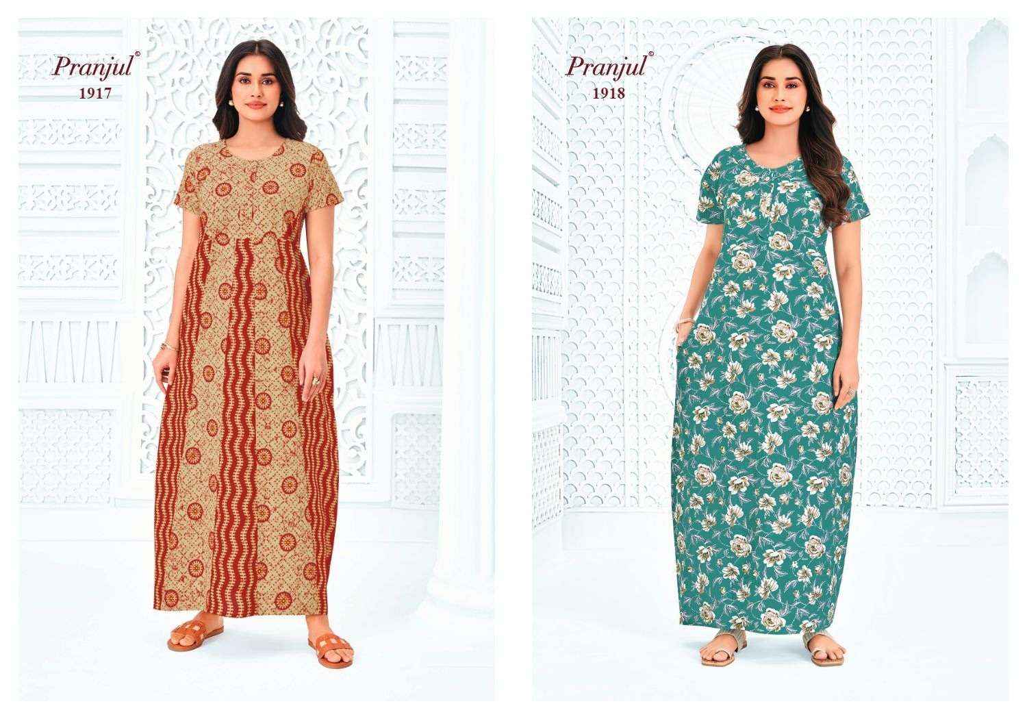 Pranjul Pragati Vol 19 - Ladies Wear Cotton Nighty Gown ( 15 Pcs Catalog )