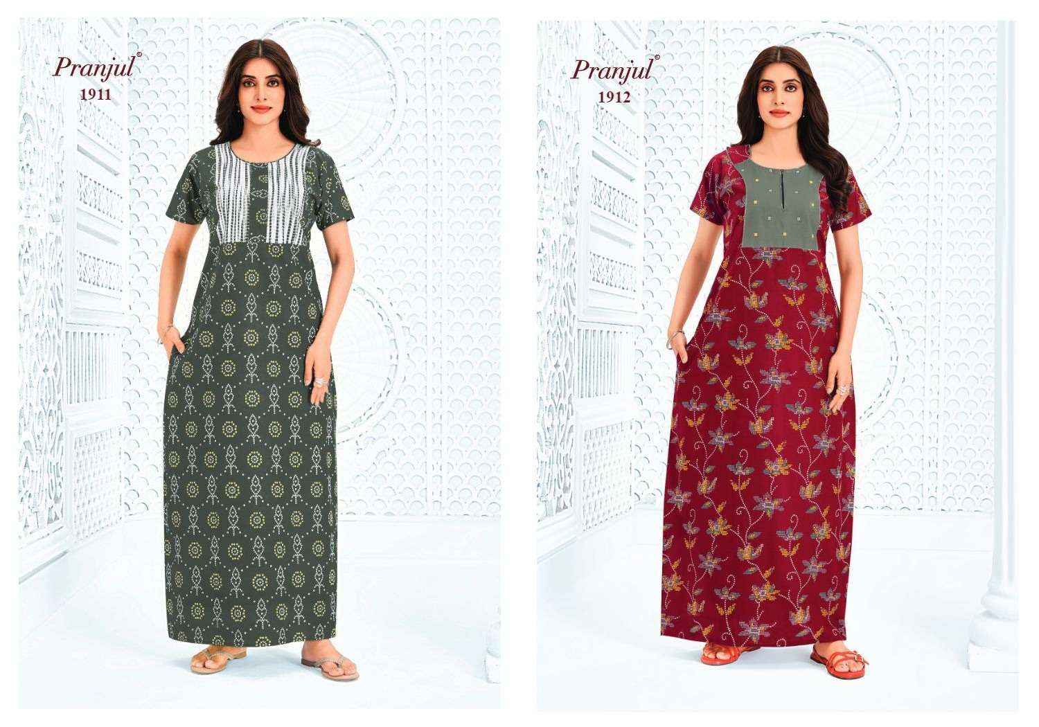 Pranjul Pragati Vol 19 - Ladies Wear Cotton Nighty Gown ( 15 Pcs Catalog )