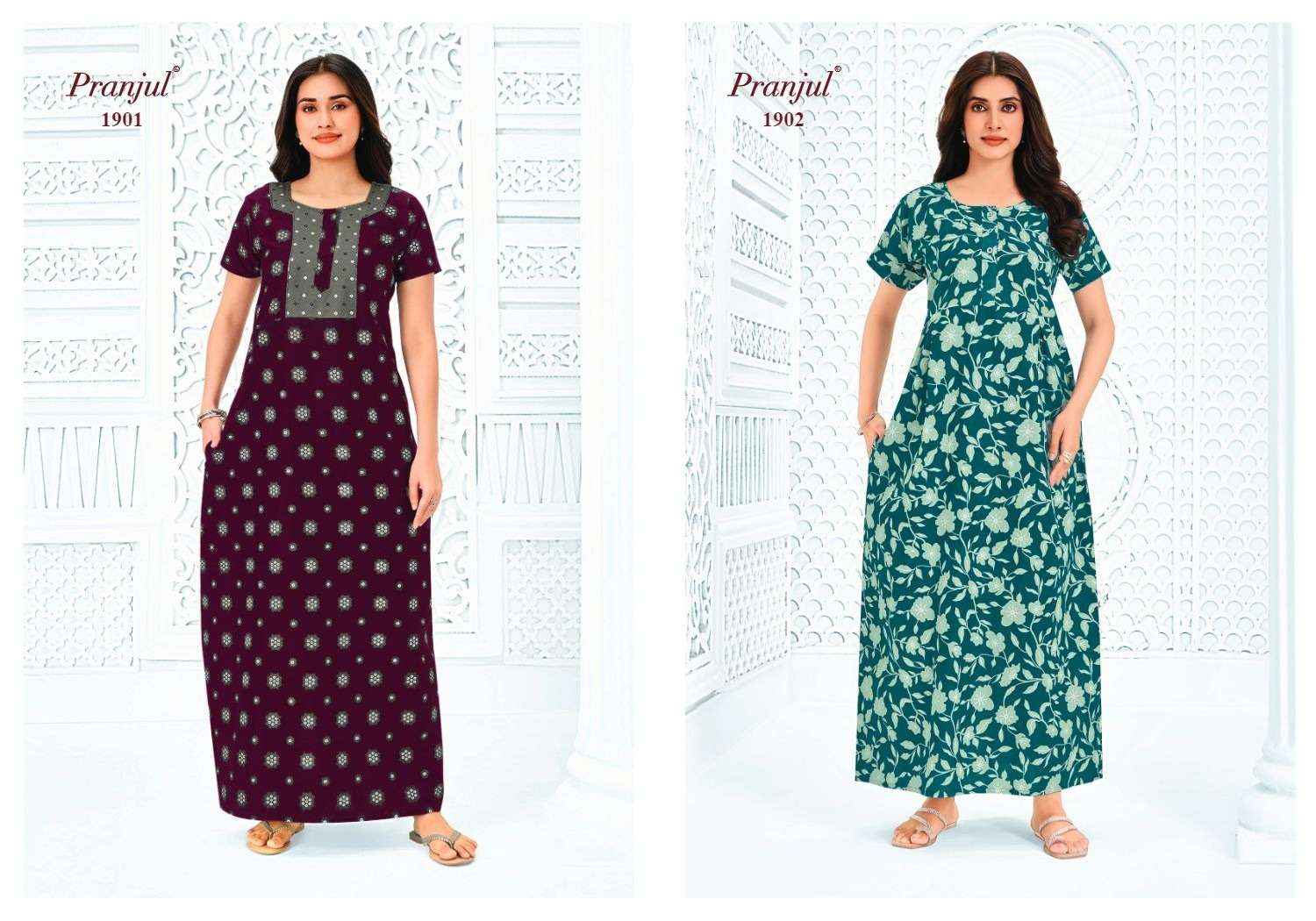 Pranjul Pragati Vol 19 - Ladies Wear Cotton Nighty Gown ( 15 Pcs Catalog )