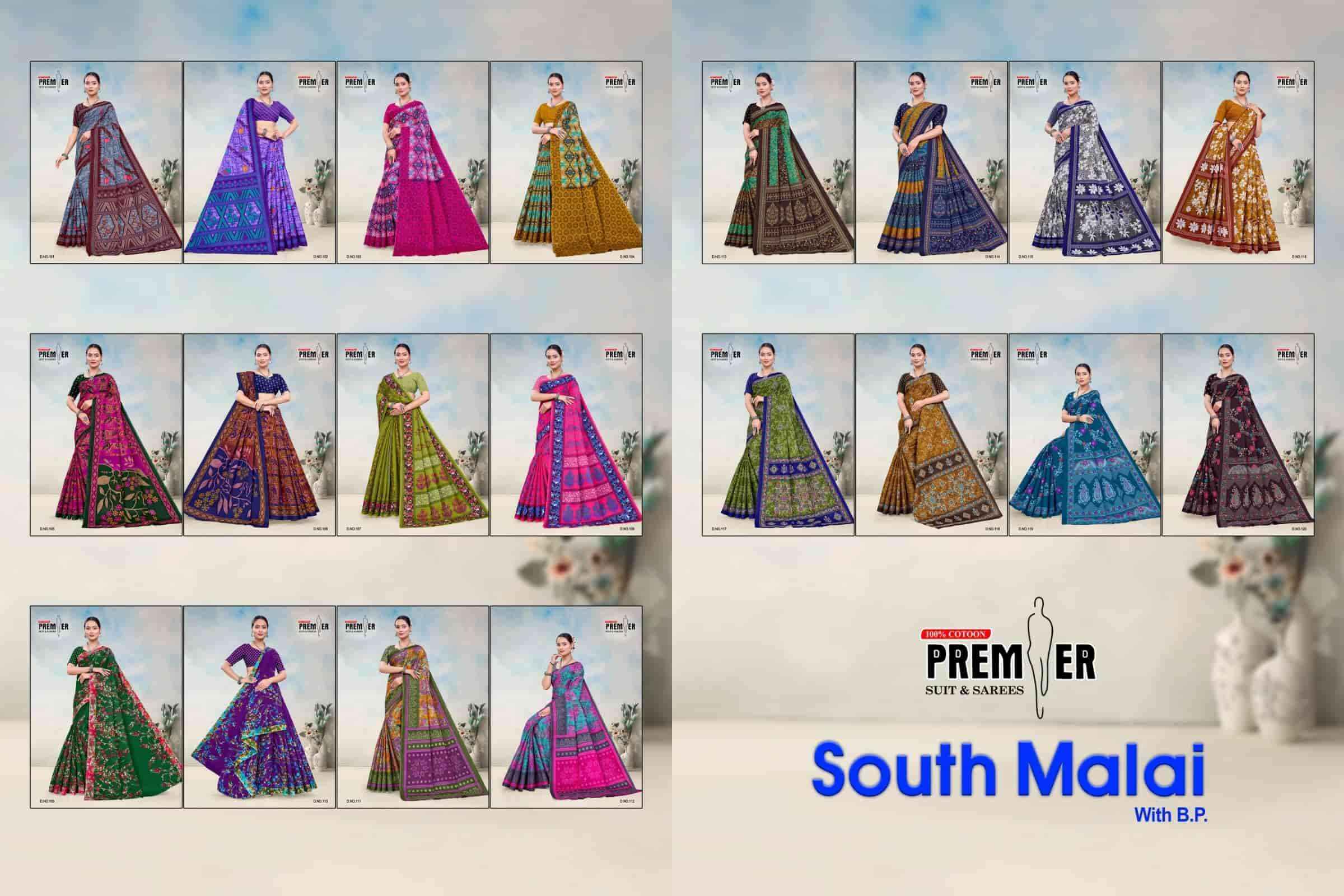Premier South Malai Vol 3 Heavy Cotton Printed Saree ( 20 Pcs Catalog )