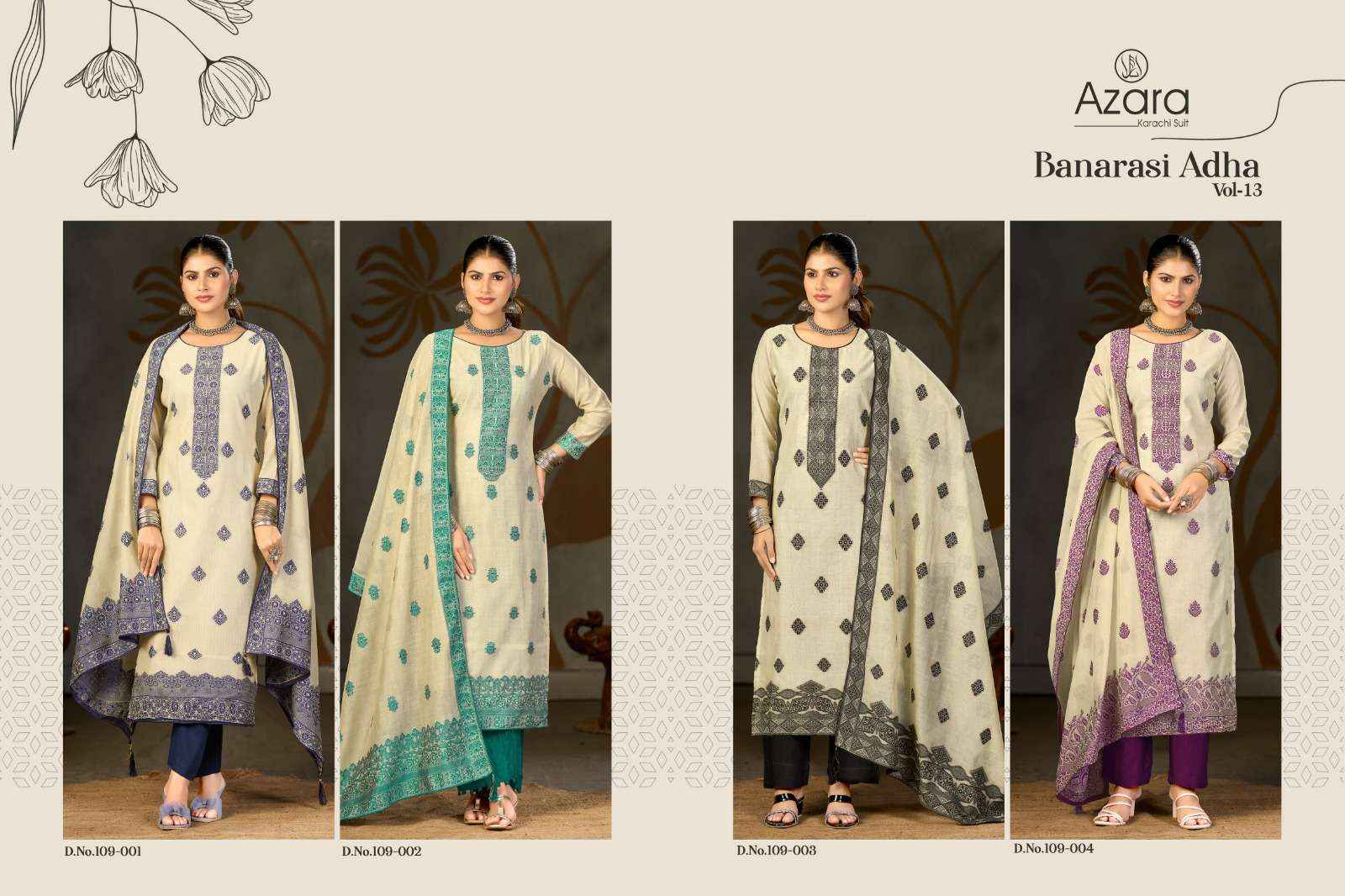 Radhika Azara Banarasi Adha Vol 13 Exclusive Designer Cotton Dress Material _ Wholesale Factory Rate ( 4 Pcs Catalog )