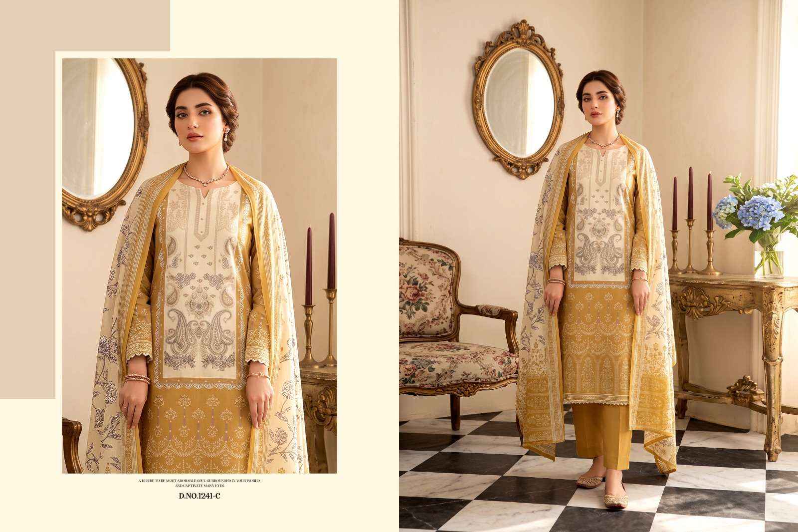 Radhika Azara Kalki 1241 Pure Jam Cotton Ladies Dress Material _ Wholesale Factory Rate ( 4 Pcs Catalog )
