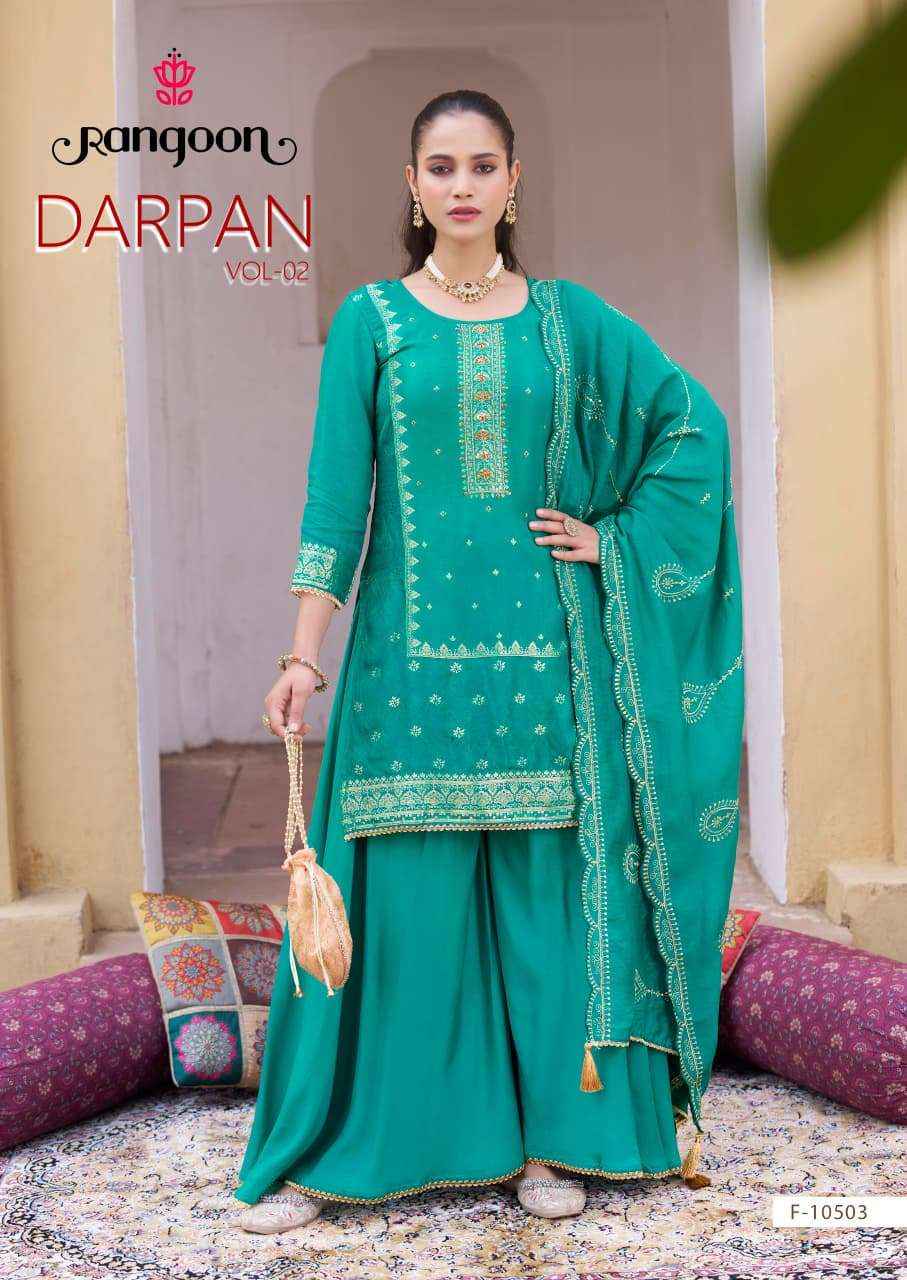 Rangoon Darpan Vol 2 Partywear Designer Gharara Dress _ Wholesale Factory Rate ( 4 Pcs Catalog )