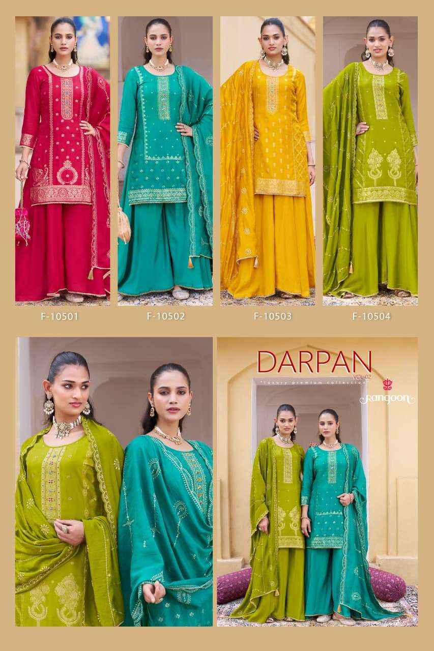 Rangoon Darpan Vol 2 Partywear Designer Gharara Dress _ Wholesale Factory Rate ( 4 Pcs Catalog )
