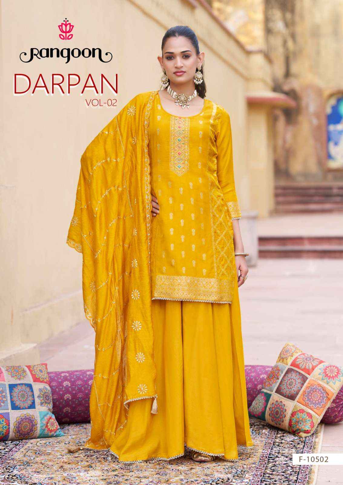 Rangoon Darpan Vol 2 Partywear Designer Gharara Dress _ Wholesale Factory Rate ( 4 Pcs Catalog )