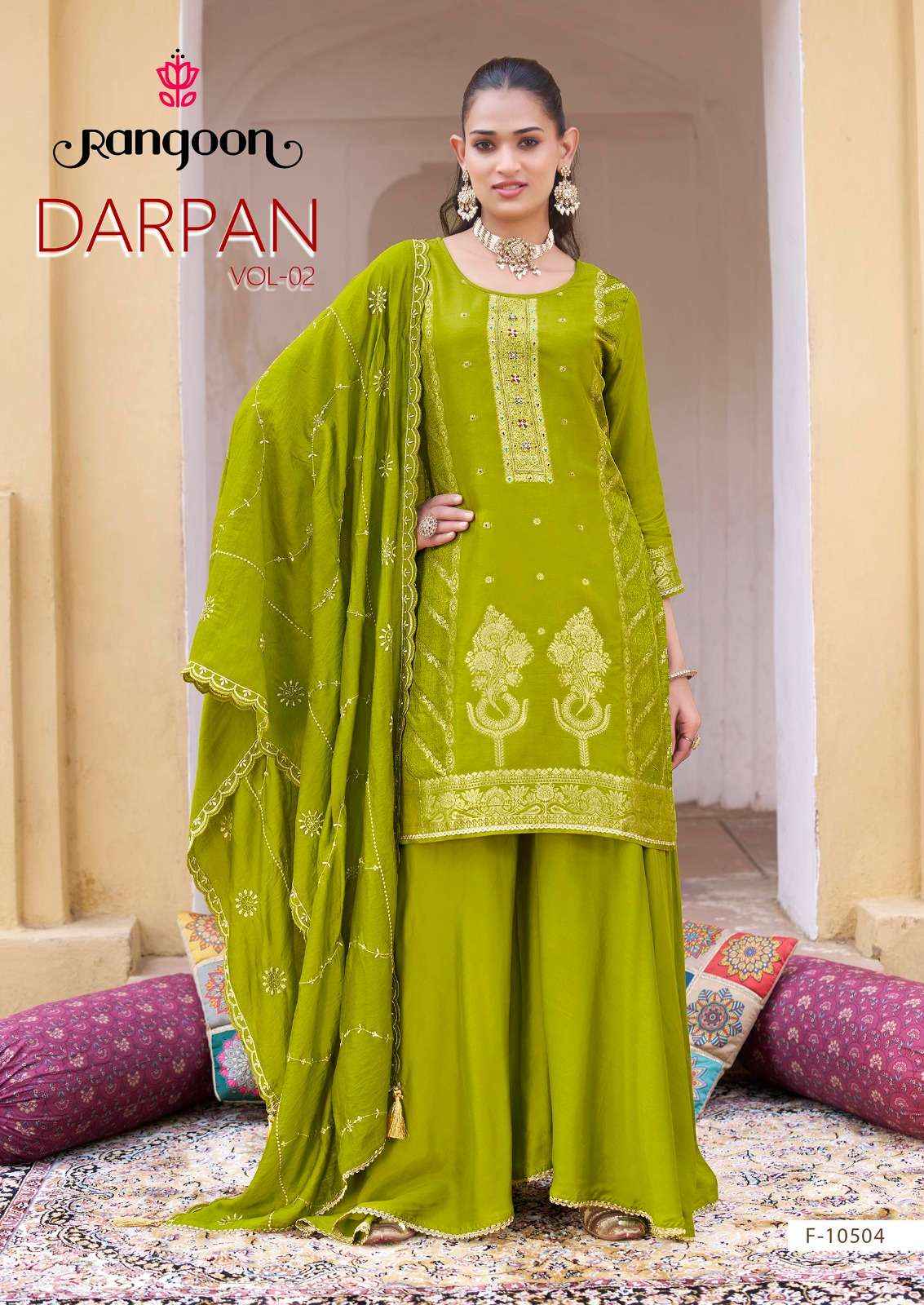 Rangoon Darpan Vol 2 Partywear Designer Gharara Dress _ Wholesale Factory Rate ( 4 Pcs Catalog )