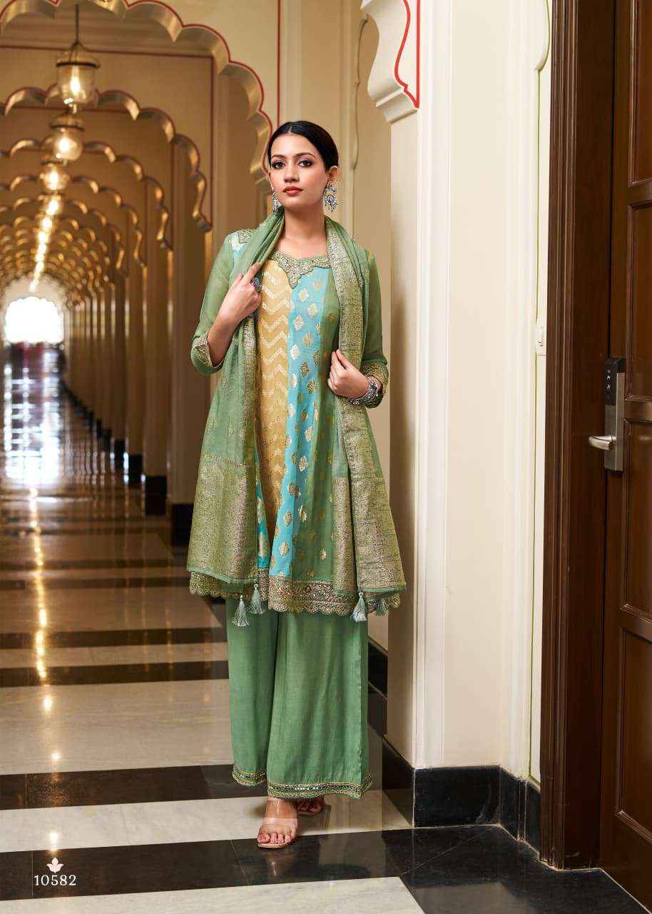 Rangoon Drva Designer 3 Piece Palazzo Dress _ Wholesale Factory Rate ( 2 Pcs Catalog )