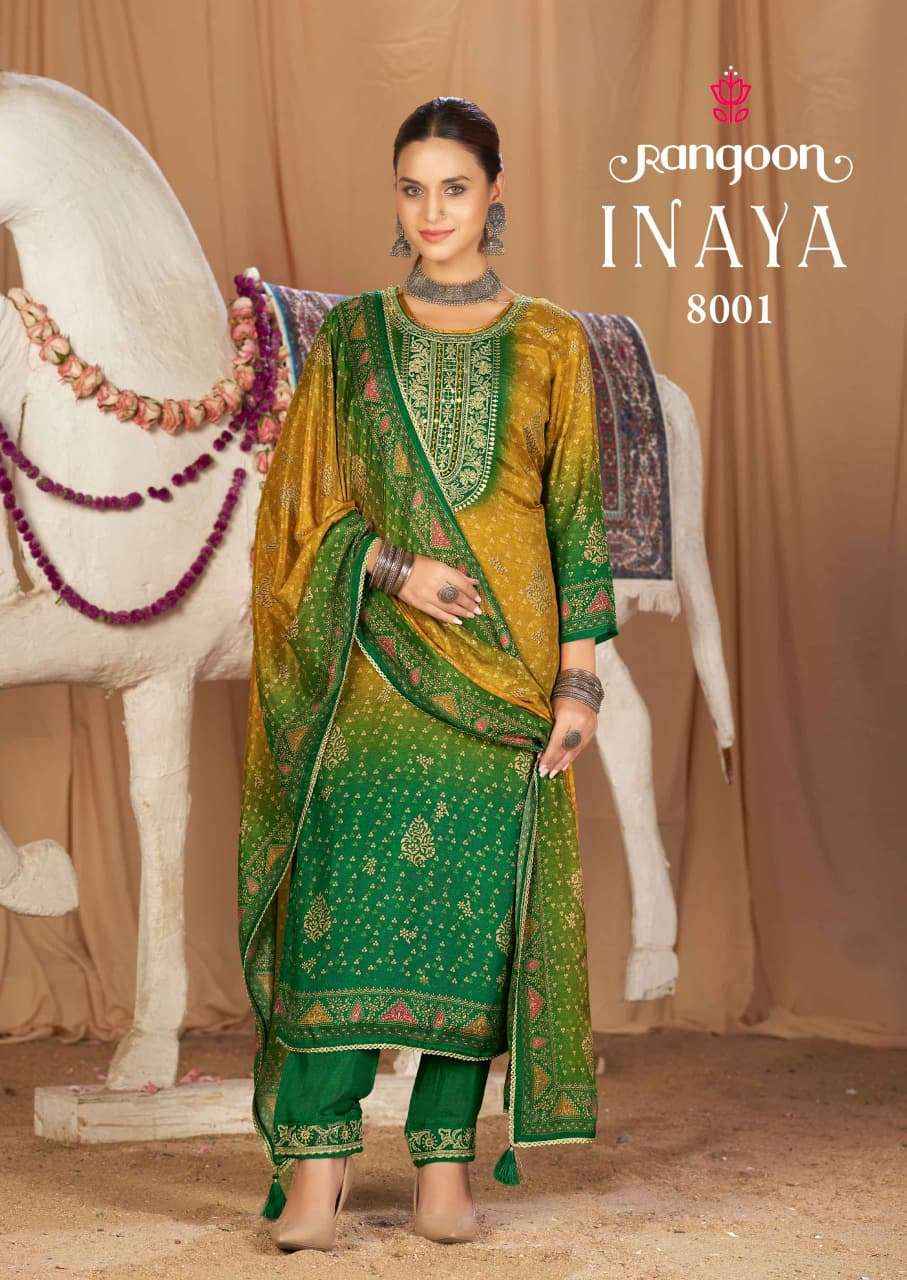 Rangoon Inaya Pure Muslin Readymade 3 Pec Dress _ Wholesale Factory Rate ( 4 Pcs Catalog )