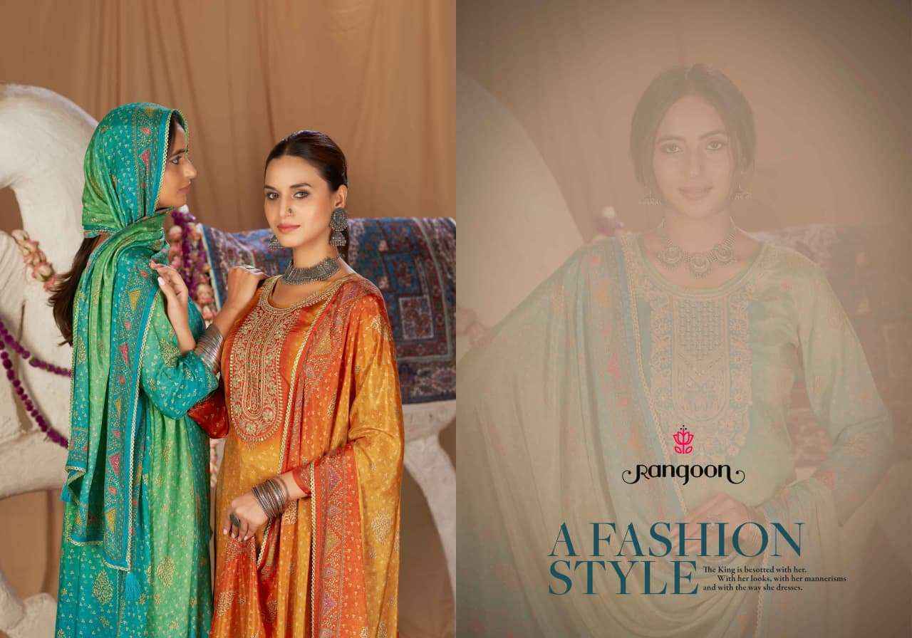 Rangoon Inaya Pure Muslin Readymade 3 Pec Dress _ Wholesale Factory Rate ( 4 Pcs Catalog )