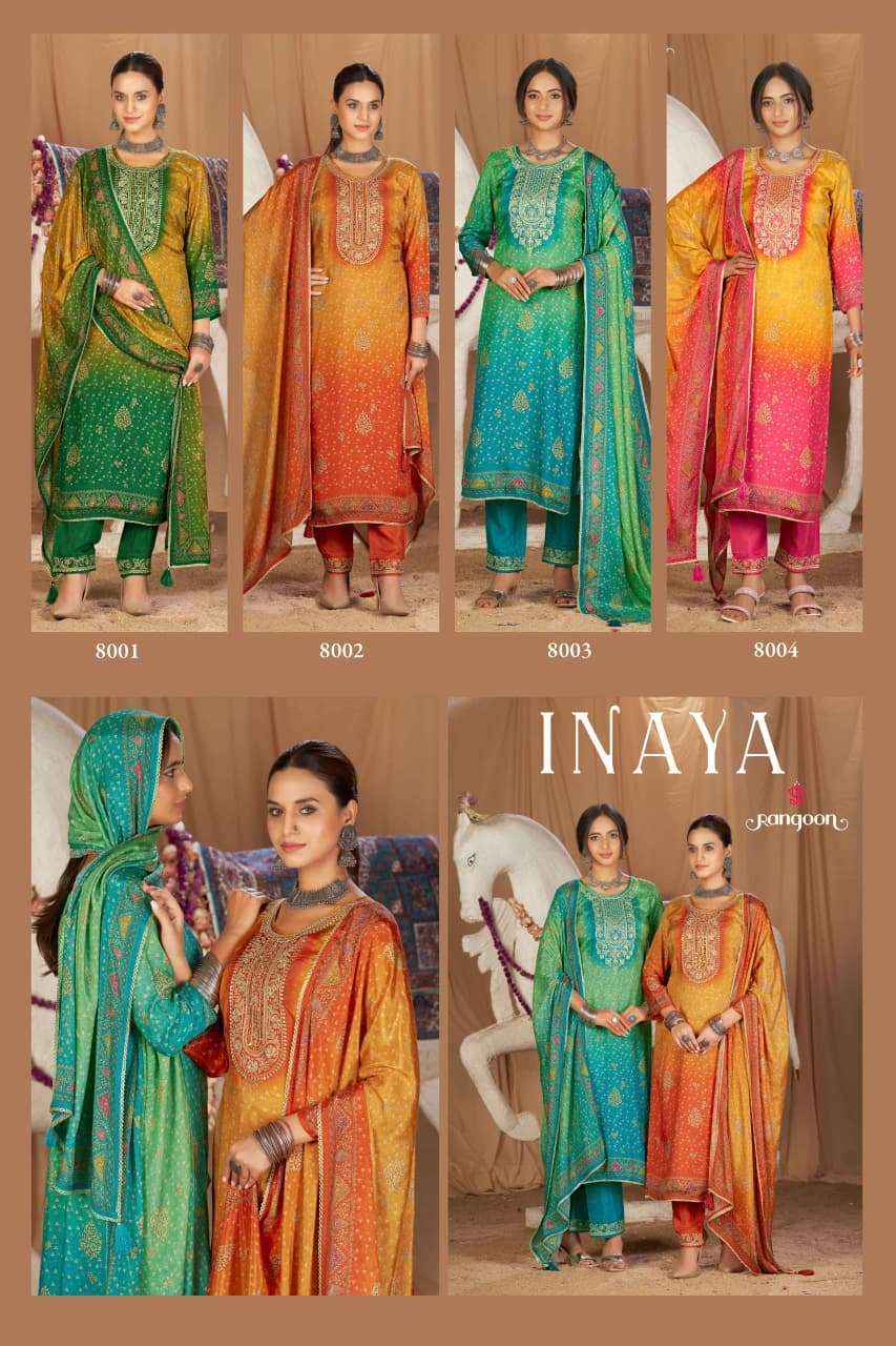 Rangoon Inaya Pure Muslin Readymade 3 Pec Dress _ Wholesale Factory Rate ( 4 Pcs Catalog )
