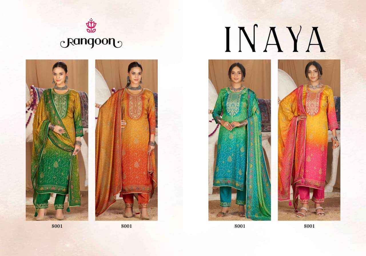 Rangoon Inaya Pure Muslin Readymade 3 Pec Dress _ Wholesale Factory Rate ( 4 Pcs Catalog )