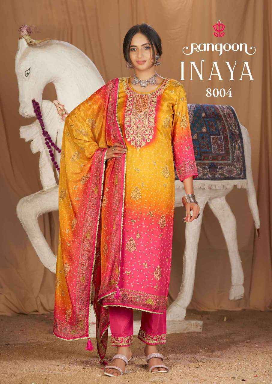 Rangoon Inaya Pure Muslin Readymade 3 Pec Dress _ Wholesale Factory Rate ( 4 Pcs Catalog )