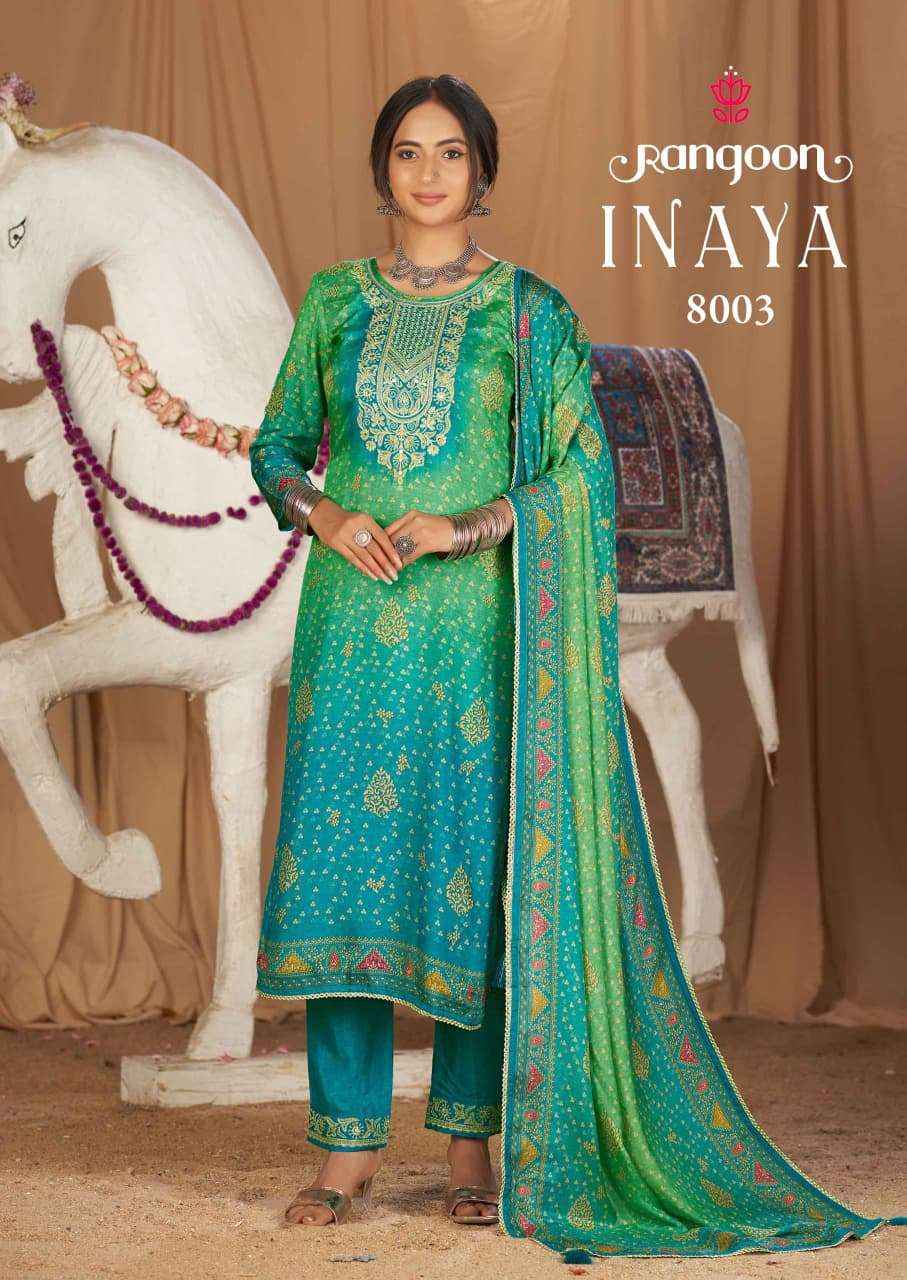Rangoon Inaya Pure Muslin Readymade 3 Pec Dress _ Wholesale Factory Rate ( 4 Pcs Catalog )