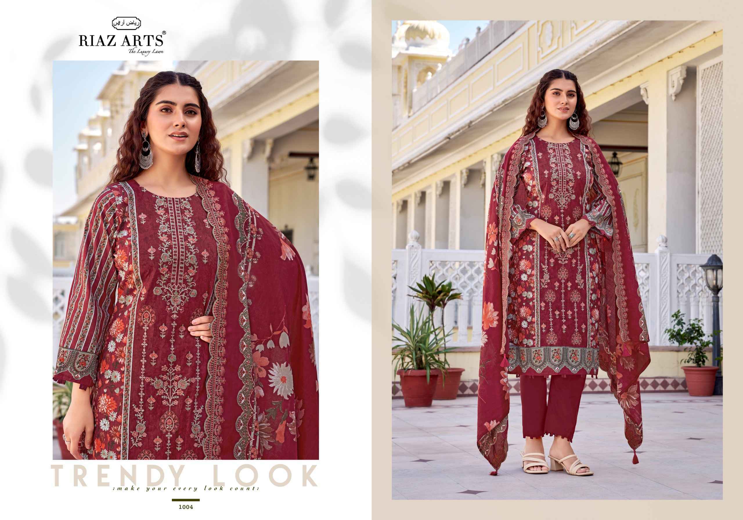 Riaz Arts Abu Rehan Lawn Cotton Dress Material - Wholesale Textile Market ( 6 pcs Catalog )